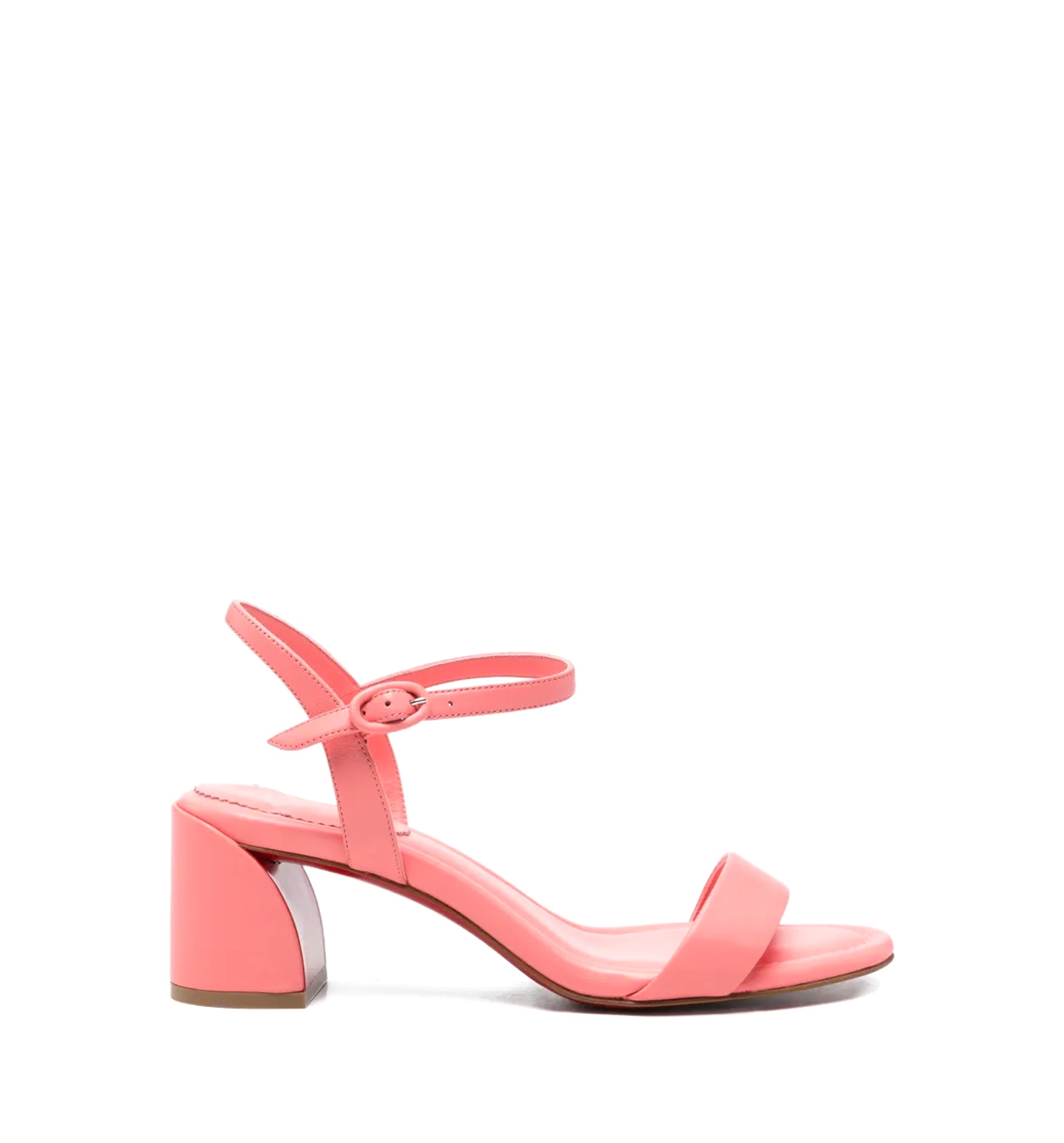 Buckle-fastening leather sandals