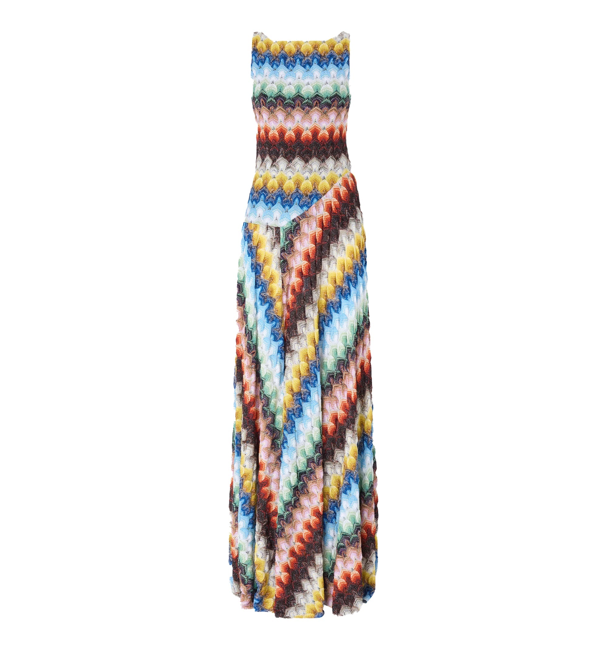 Long Dress In Lamé Viscose With Lace Motif