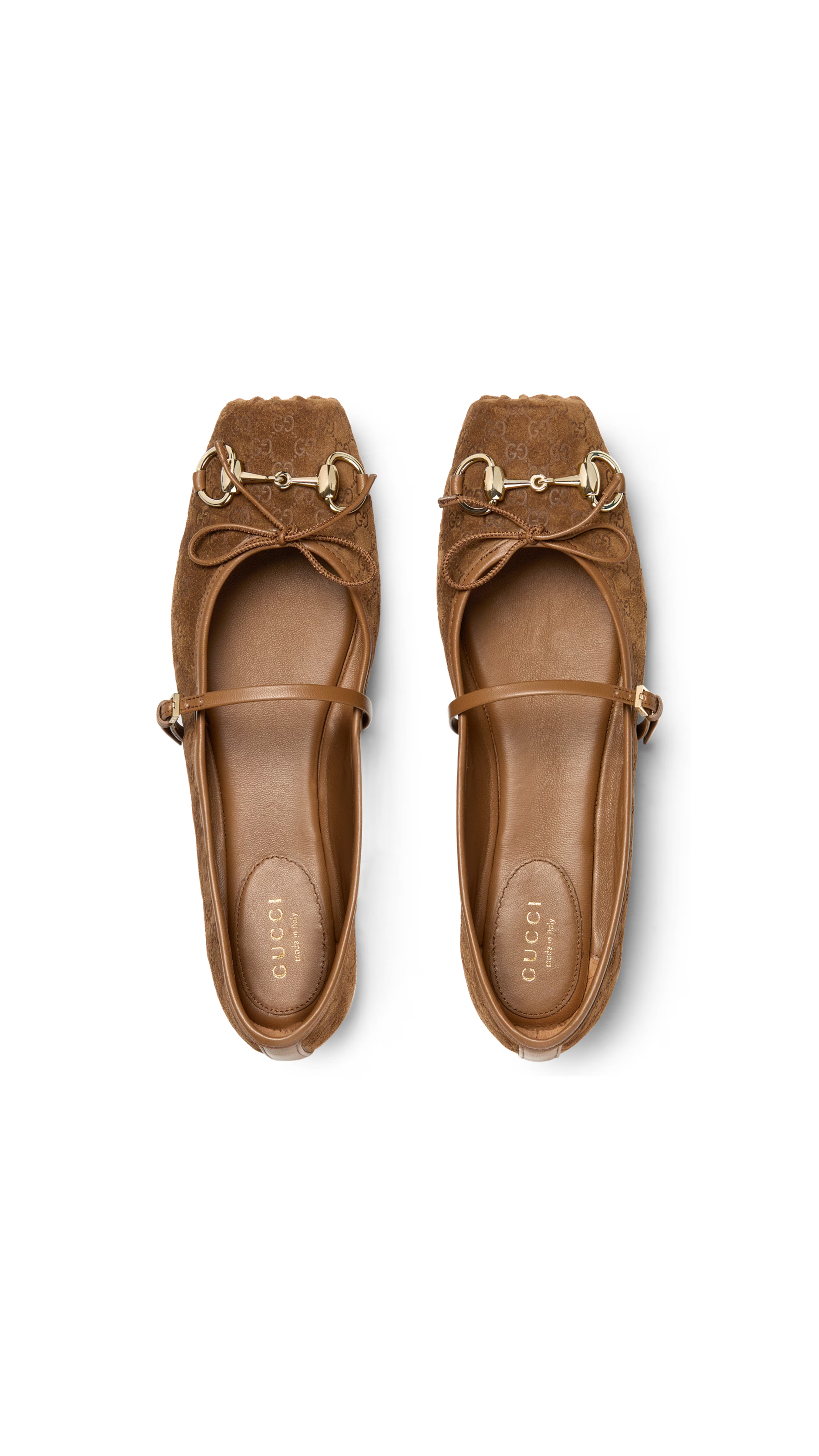 GG Horsebit Suede Ballerinas - Camel