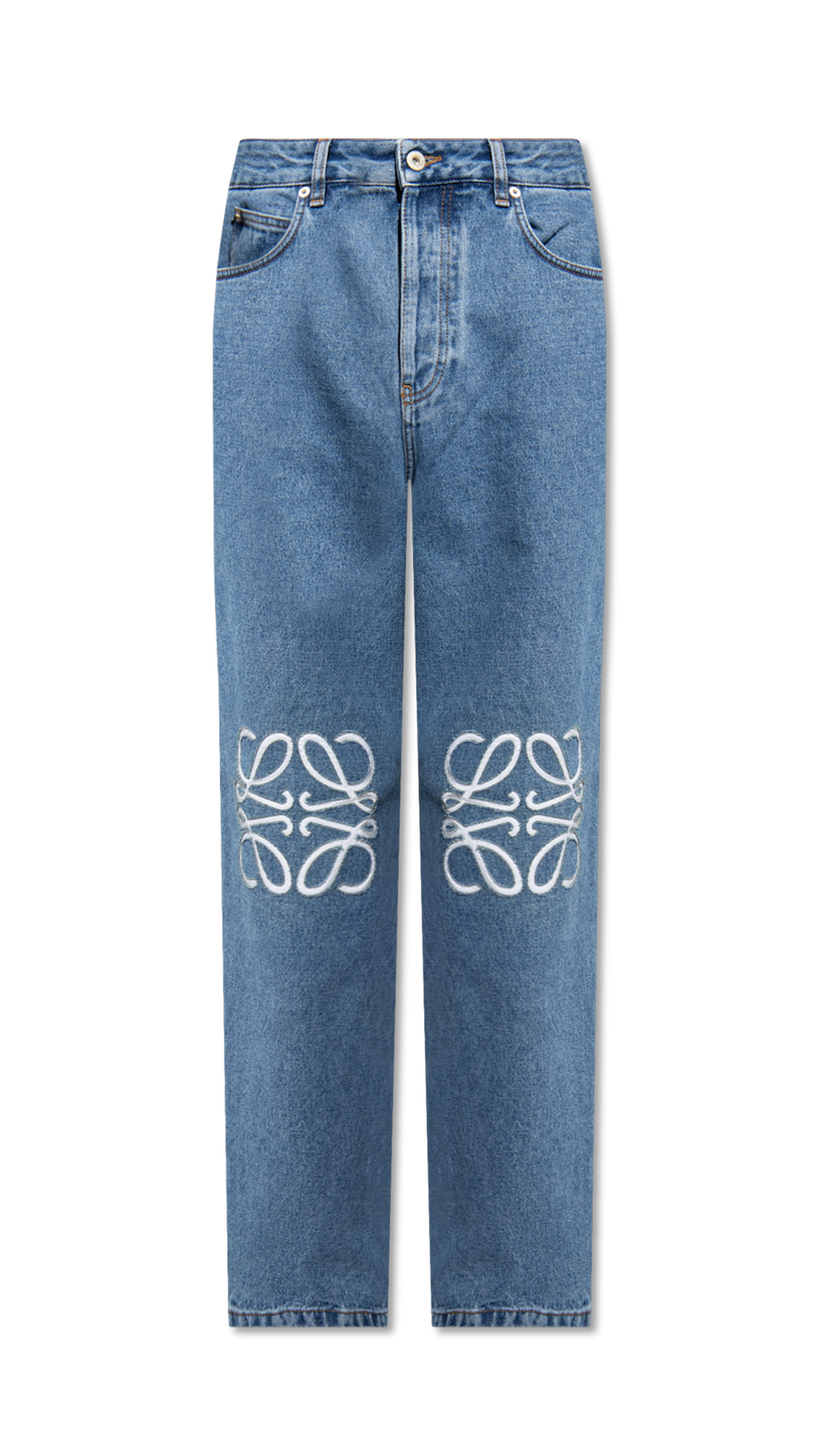 Anagram Baggy Jeans in Denim - Mid Blue Denim