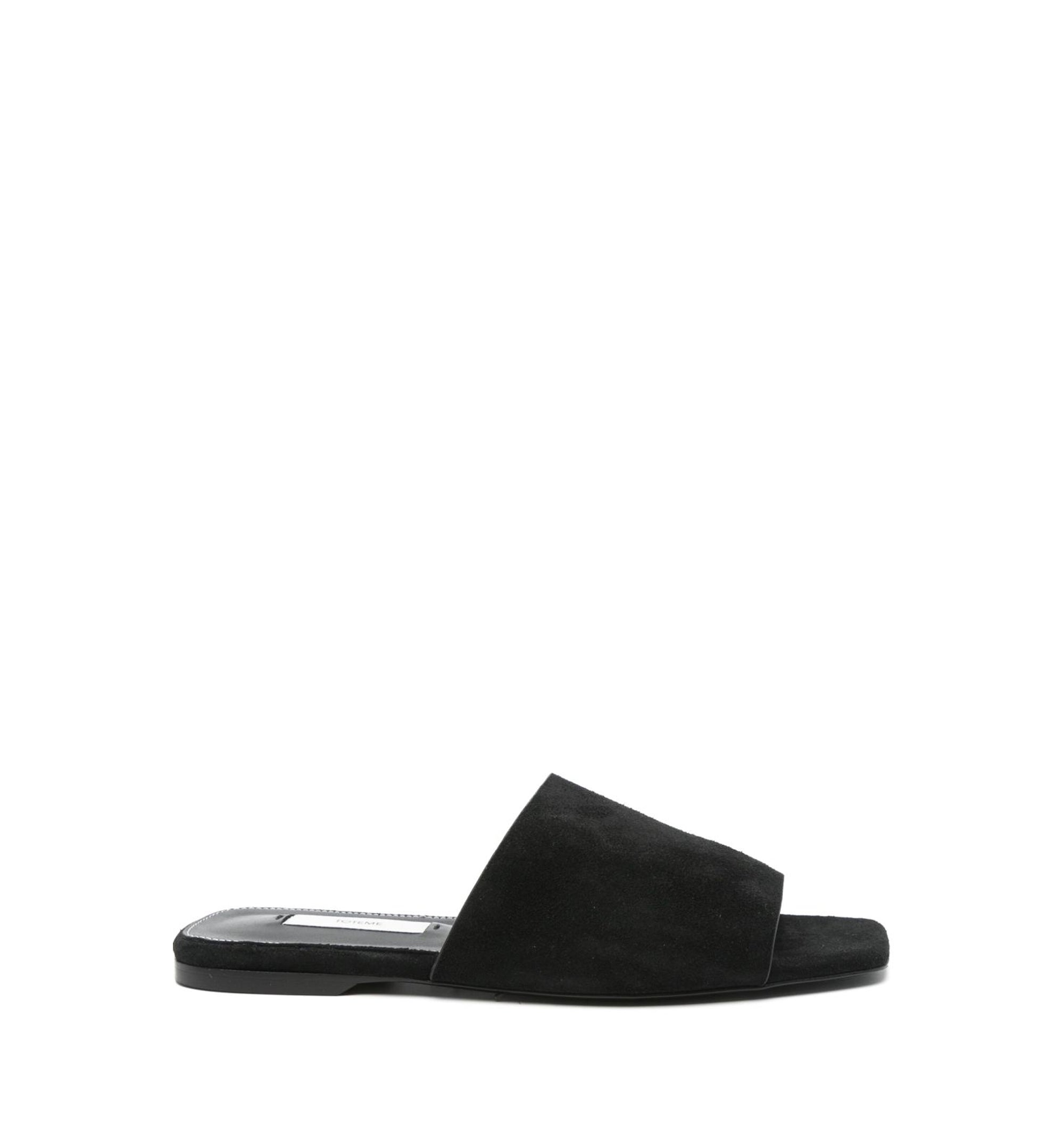 Velour-Leather Bandeau Slides