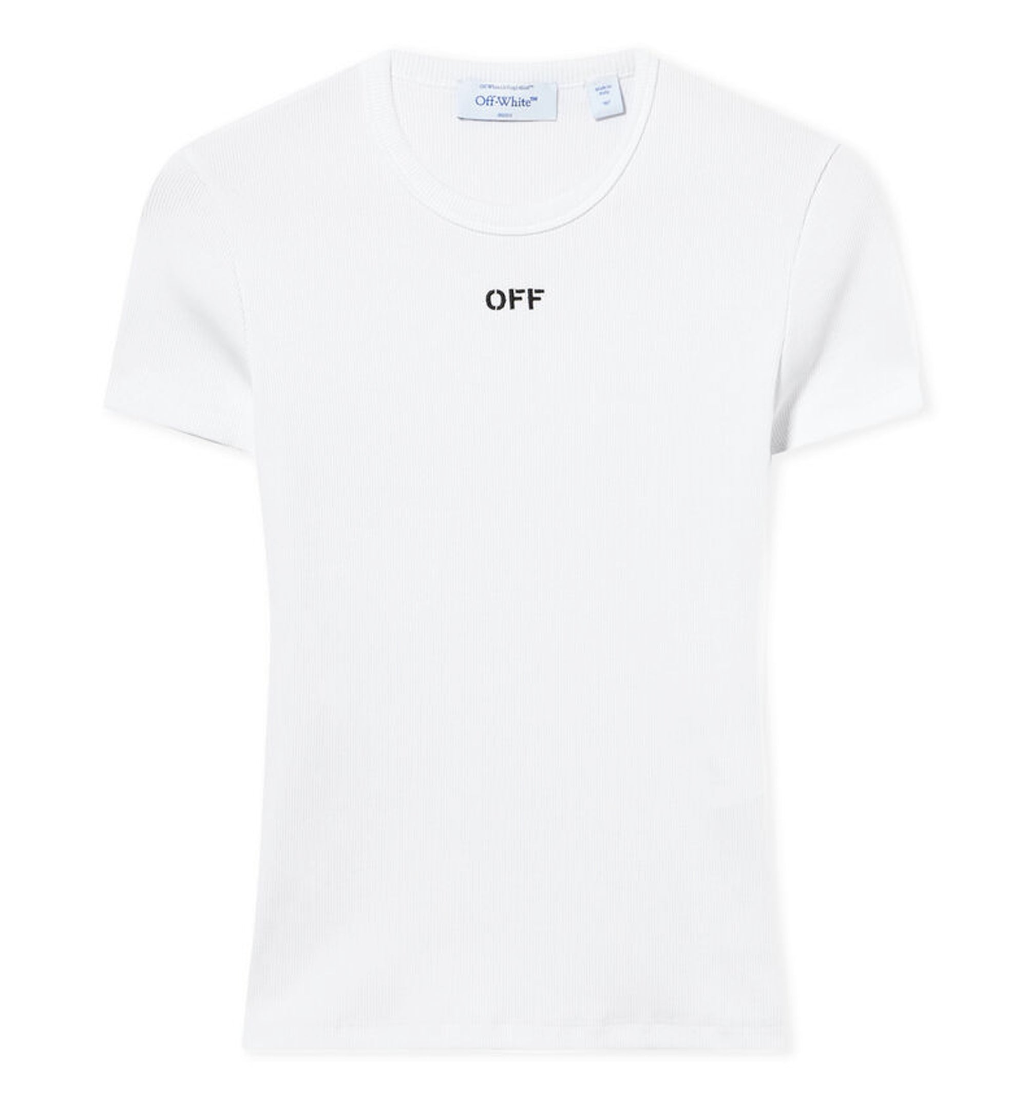 Off Stamp Ribbed Basic T-Shirt