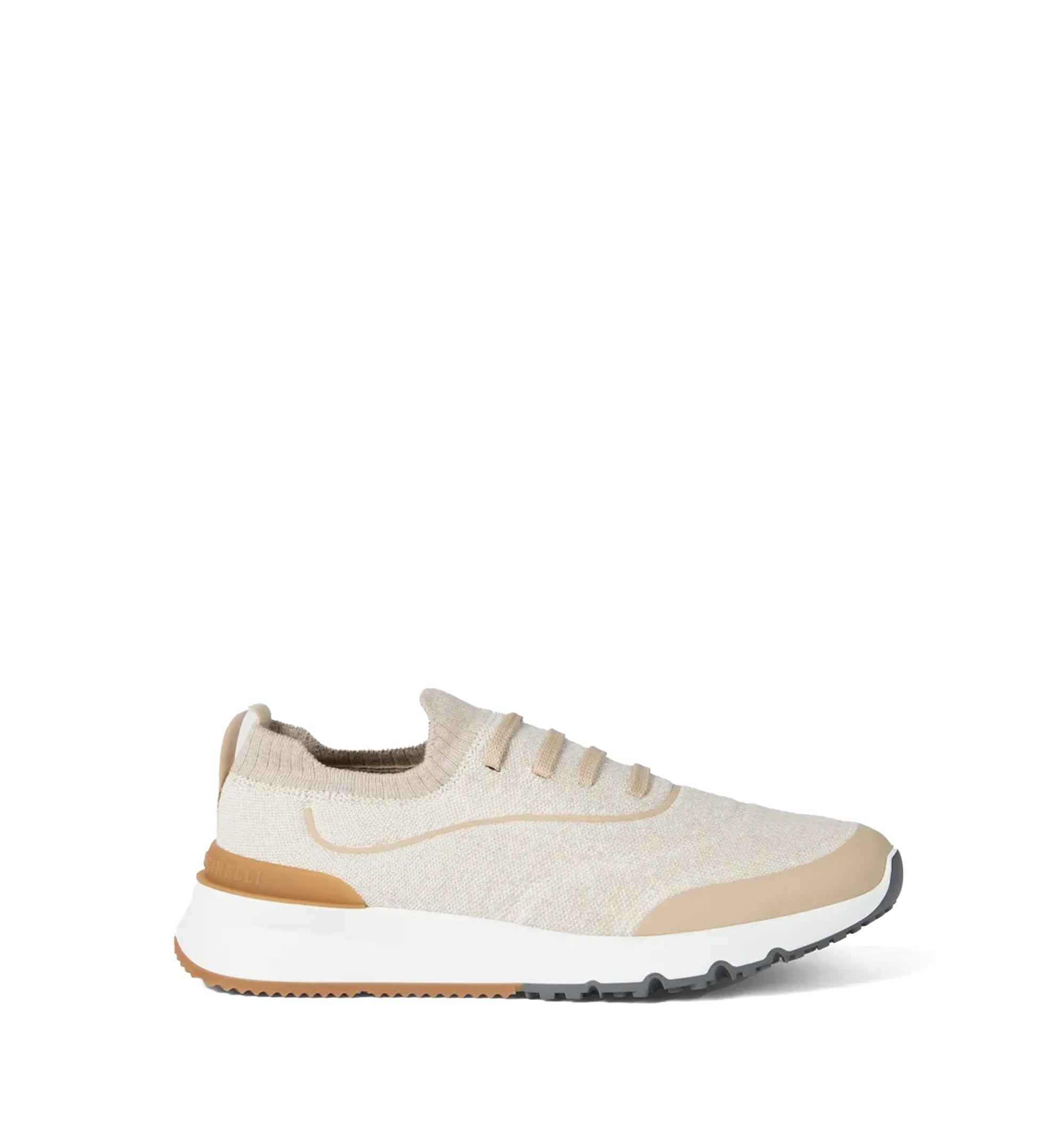 Techno cotton knit runners with heat-bonded details