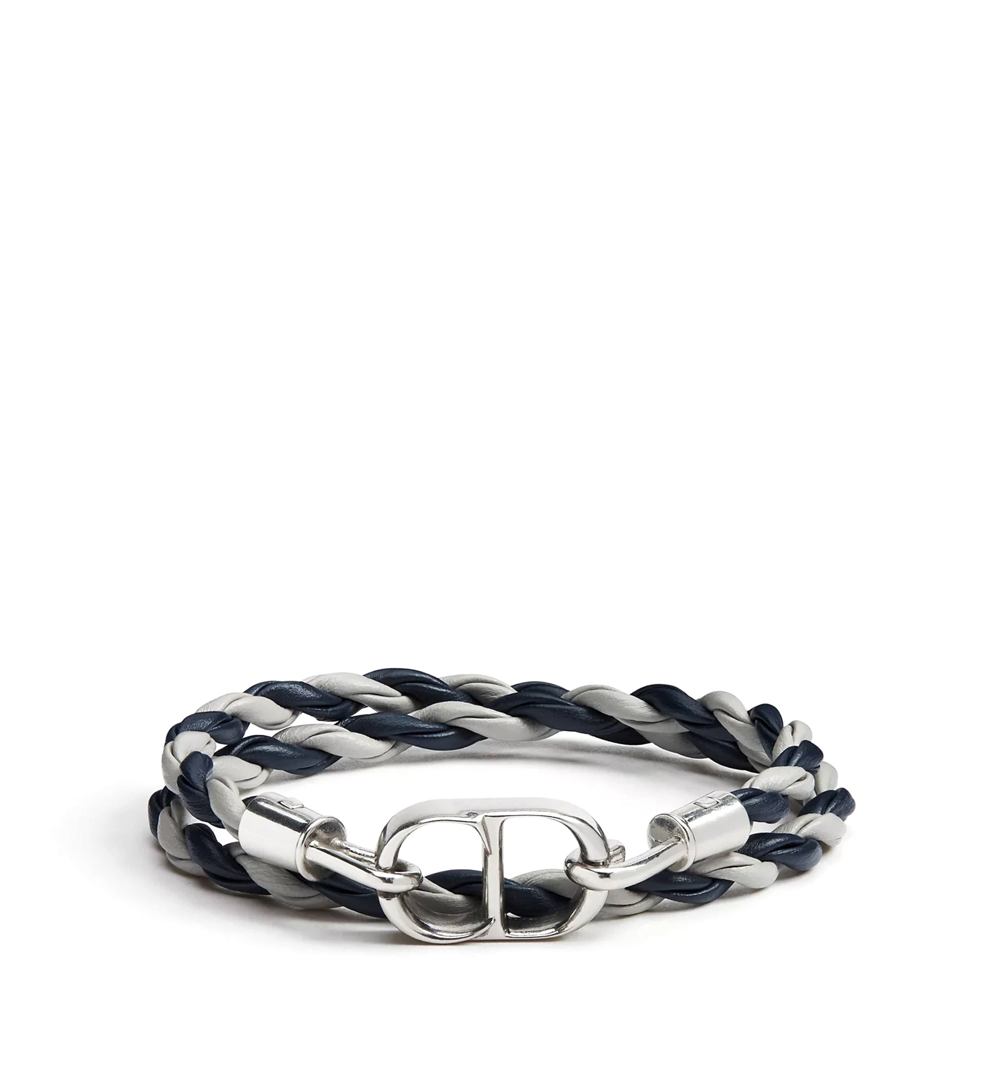 CD Icon Woven Leather Double Bracelet
