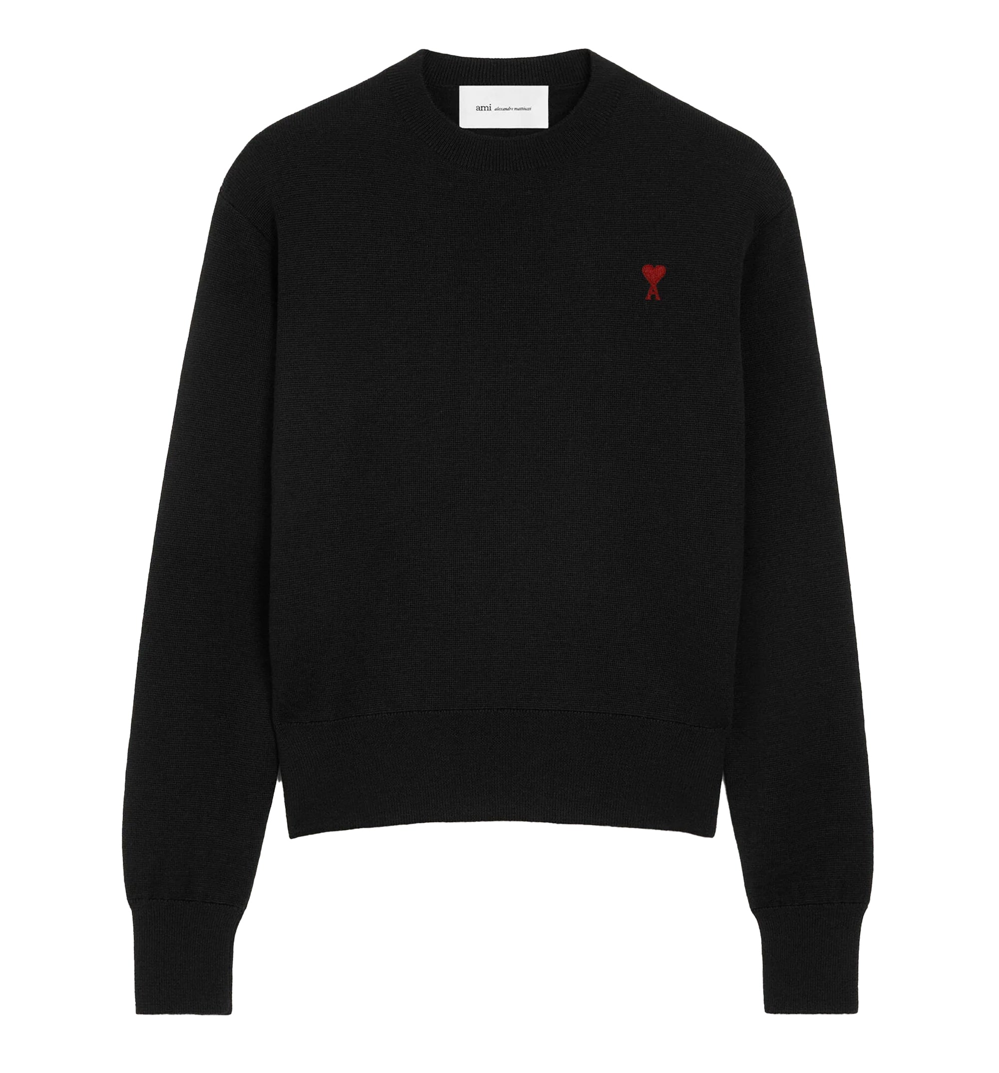 Wool Crewneck Sweater With Contrasted Ami De Coeur