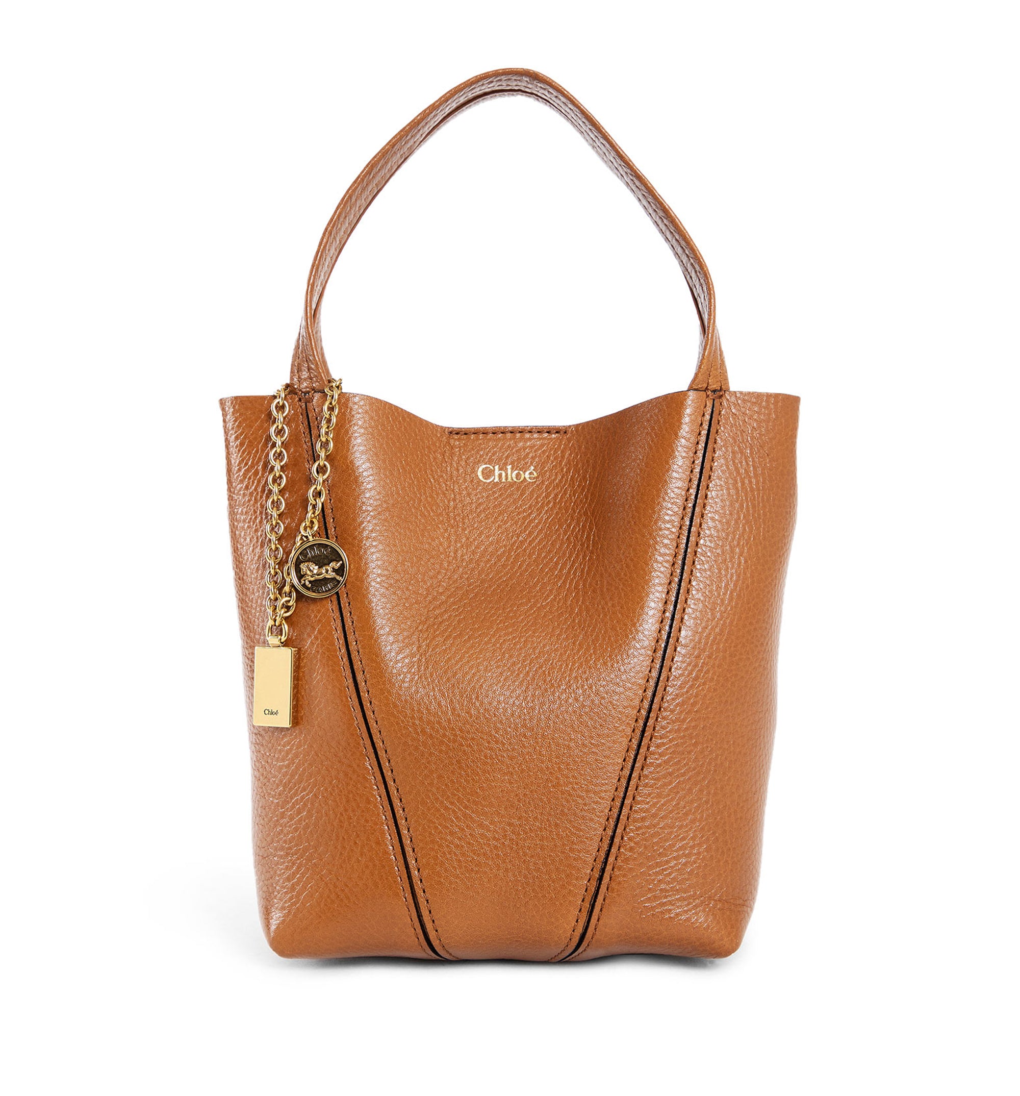 Small Chloé Spin Tote Bag In Grained Leather