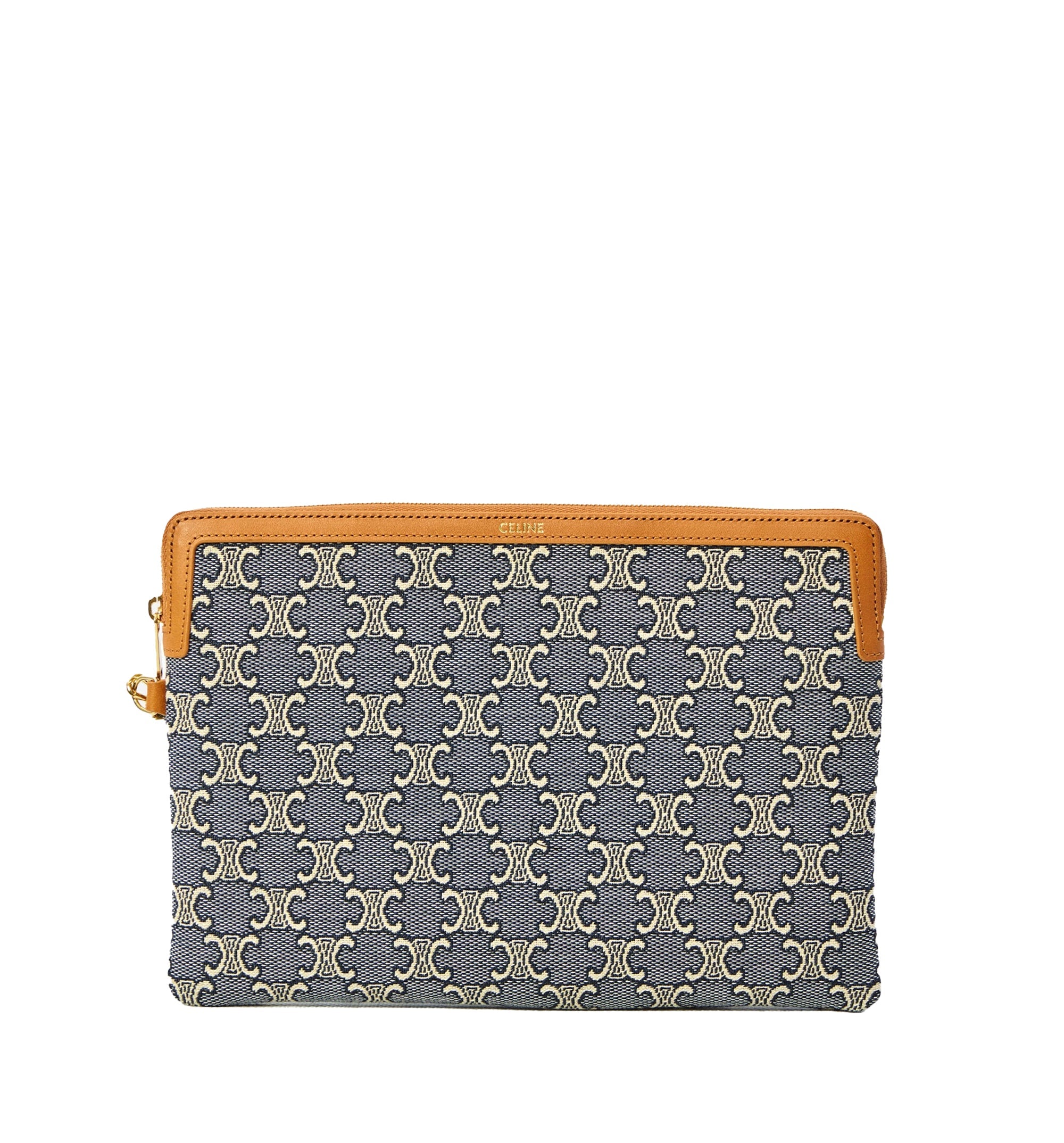 Small Pouch With Strap Cuir Triomphe In Jacquard Triomphe All Over