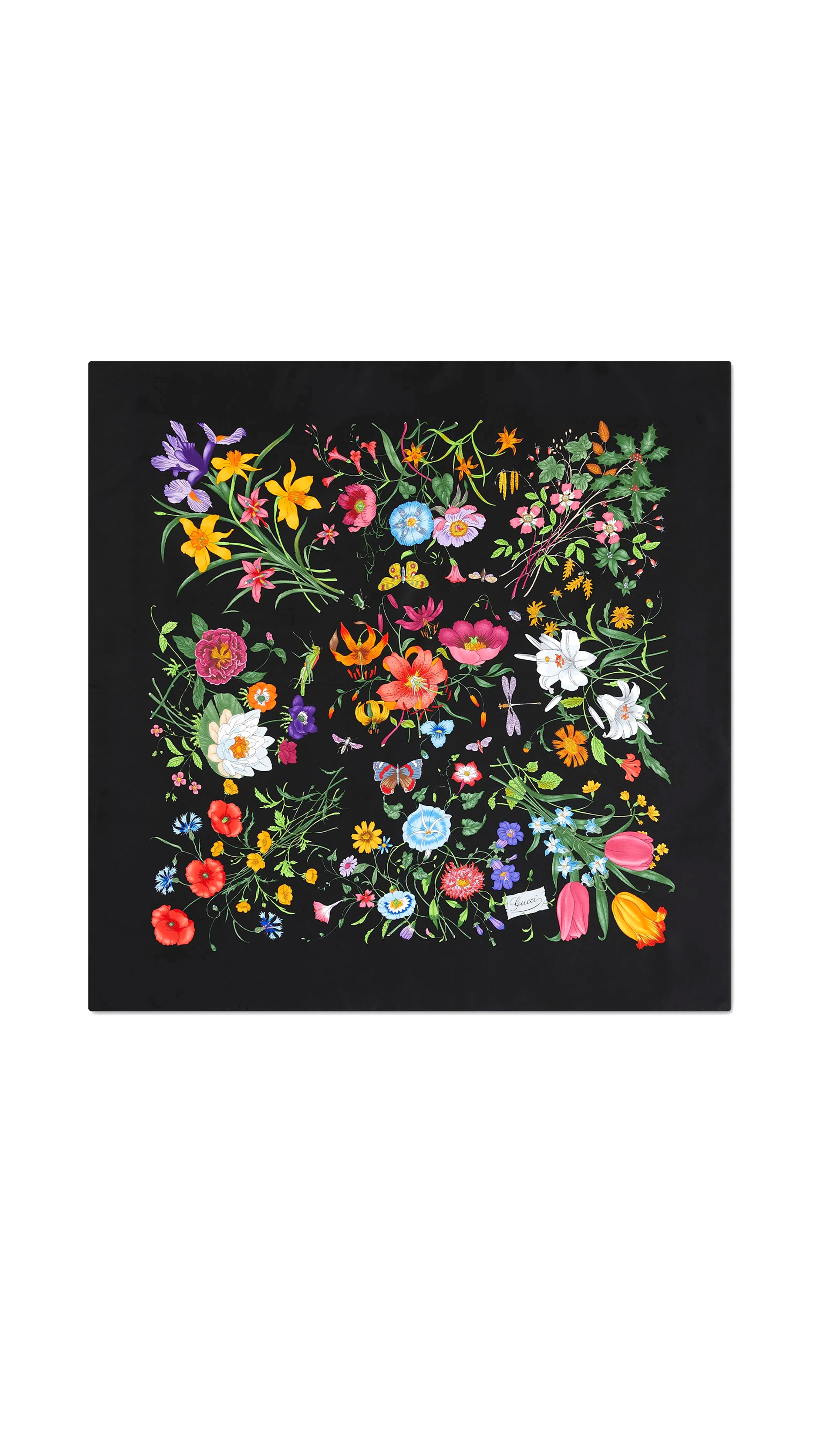 Printed Silk Twill Carré - Black