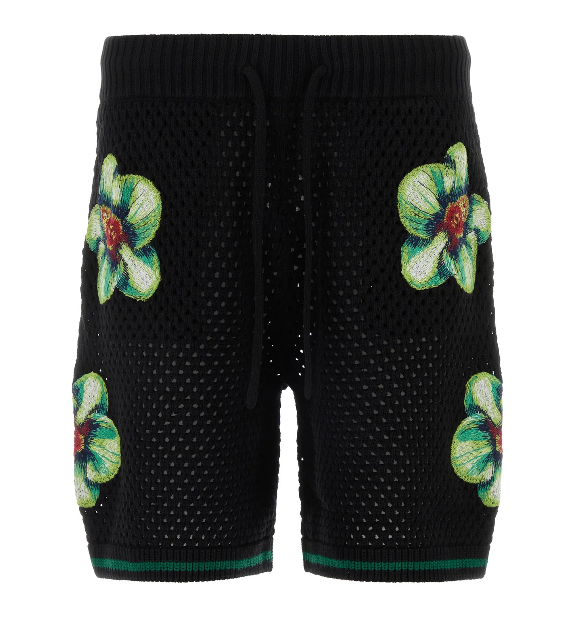 Glitch Orchid Embroidered Crochet Shorts