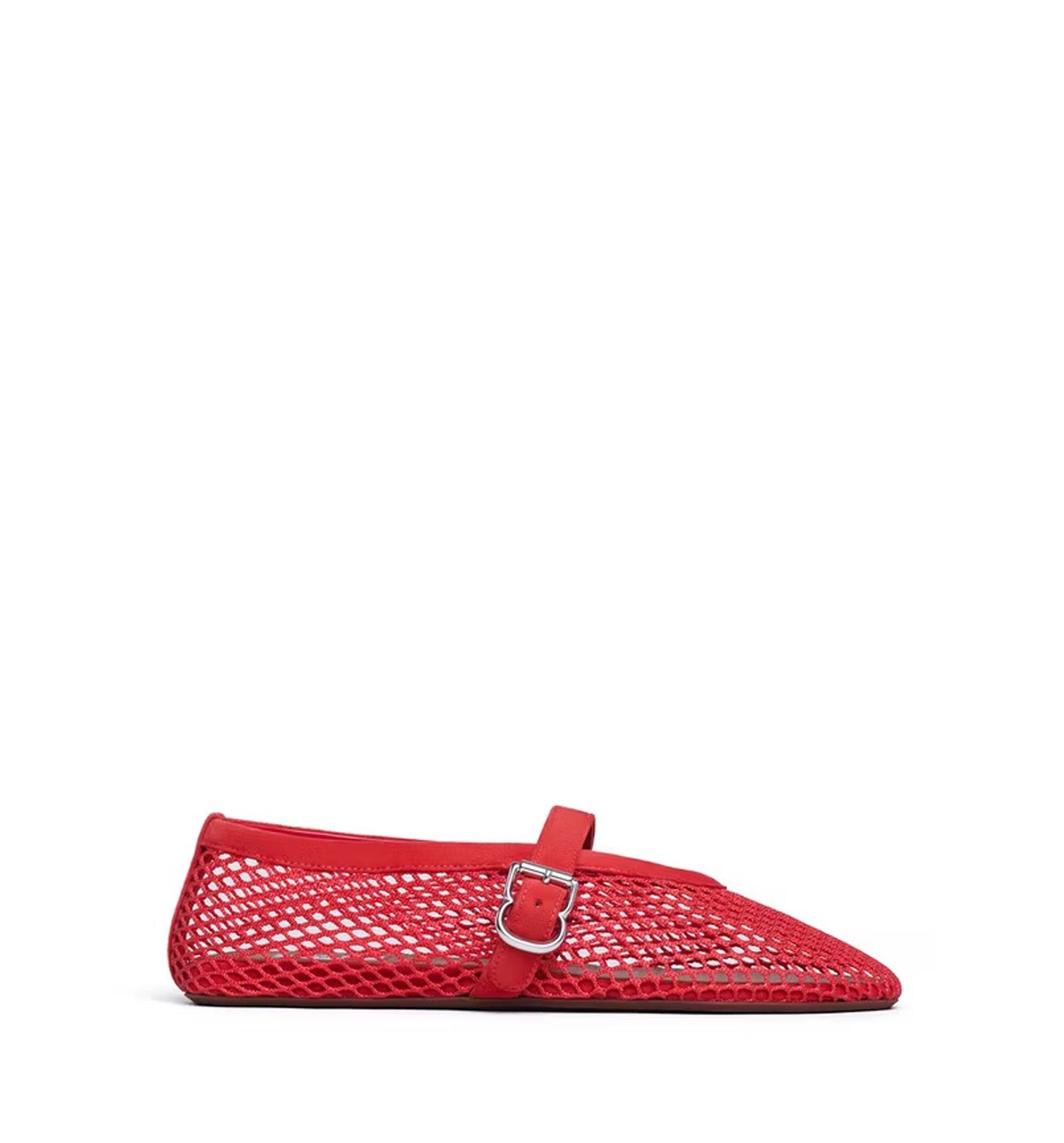 Ballet Flats In Fishnet And Suede