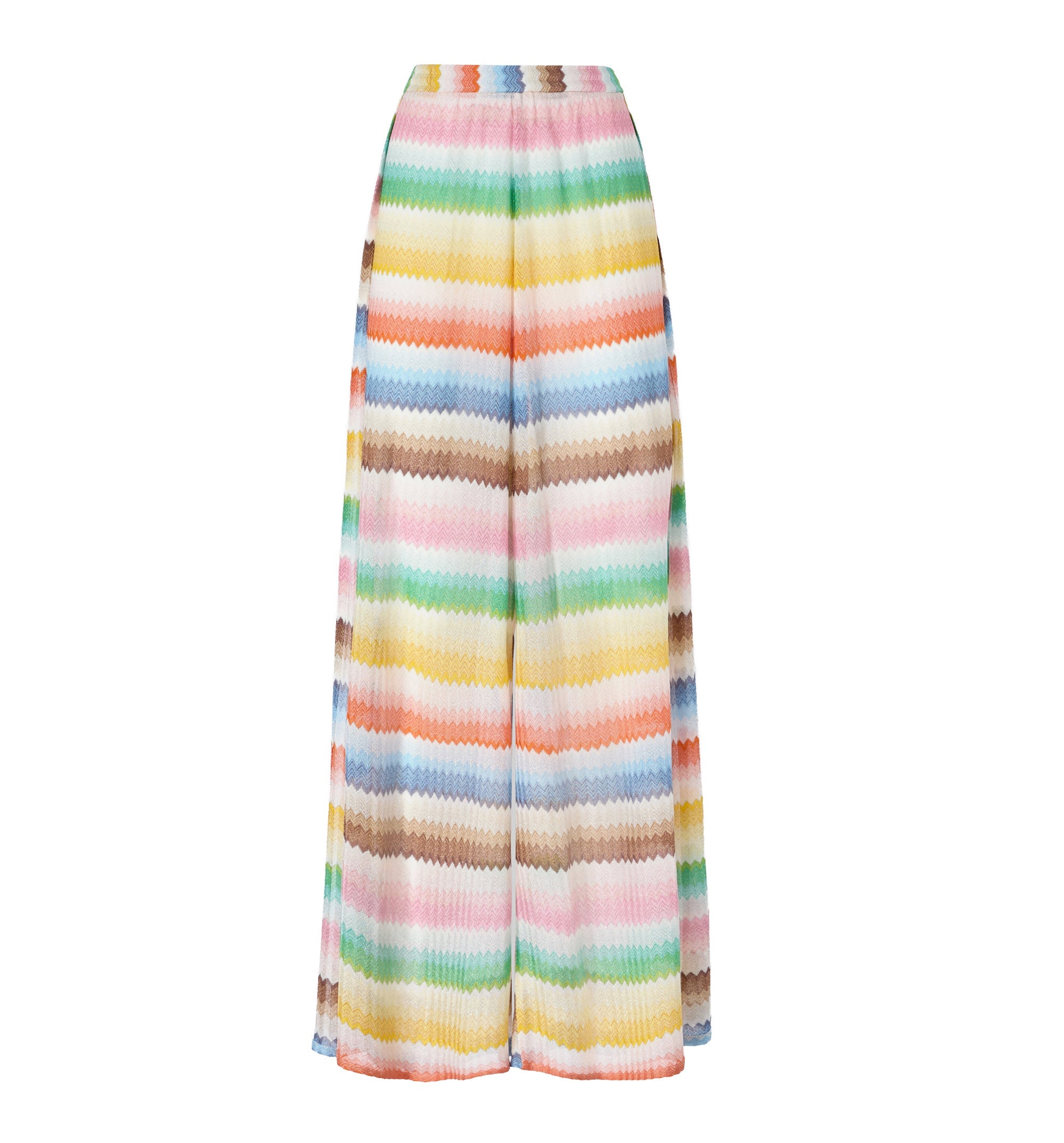 Beach Cover-Up Pants With Dégradé Zigzag Pattern And Slits