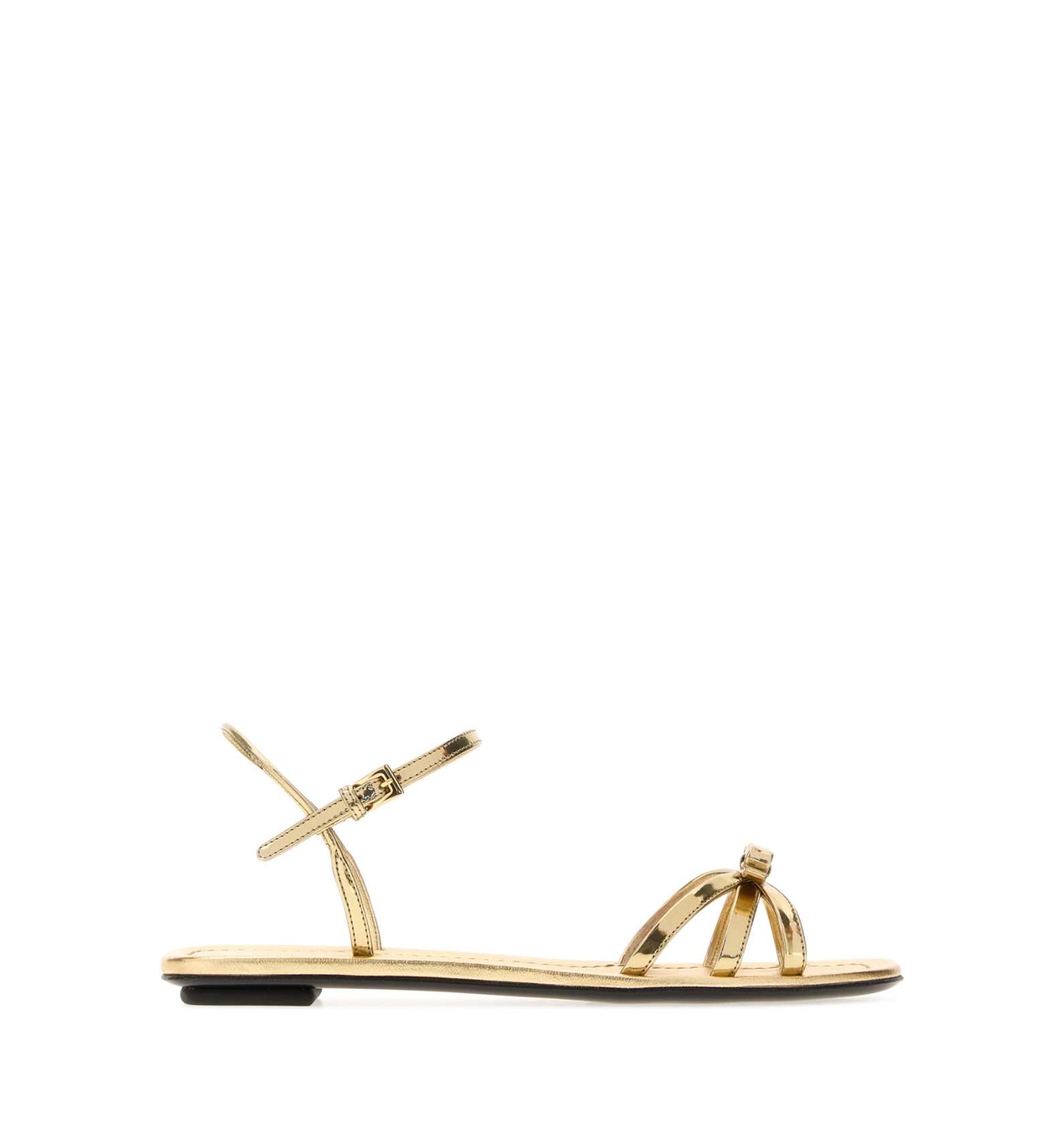 Flat patent and metallic leather sandals