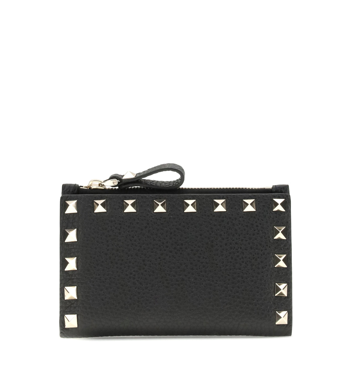 Rockstud Grainy Calfskin Cardholder With Zip