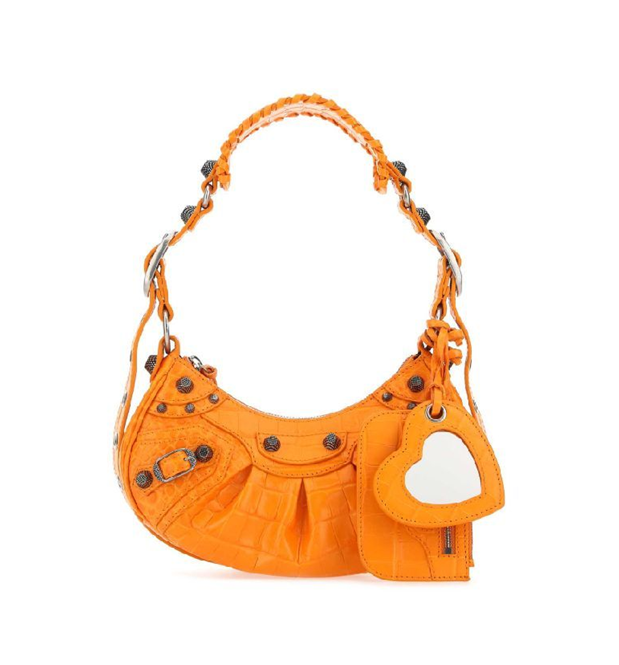 Le Cagole XS Shoulder Bag Crocodile Embossed - Orange