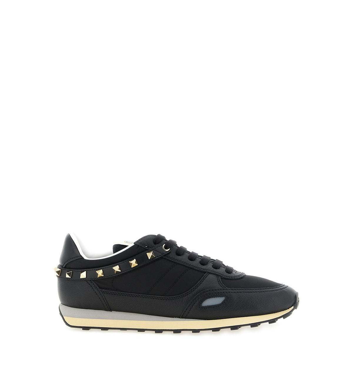 Stud Up Sneaker in Leather and Nylon