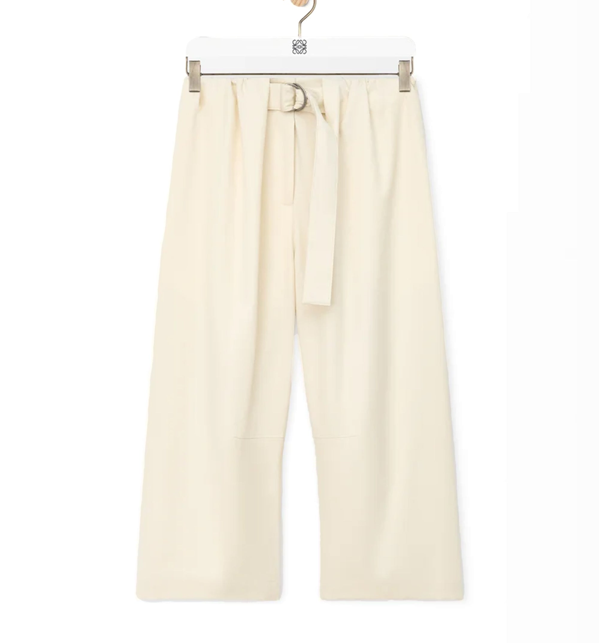 Cropped Belted Trousers In Cotton And Silk