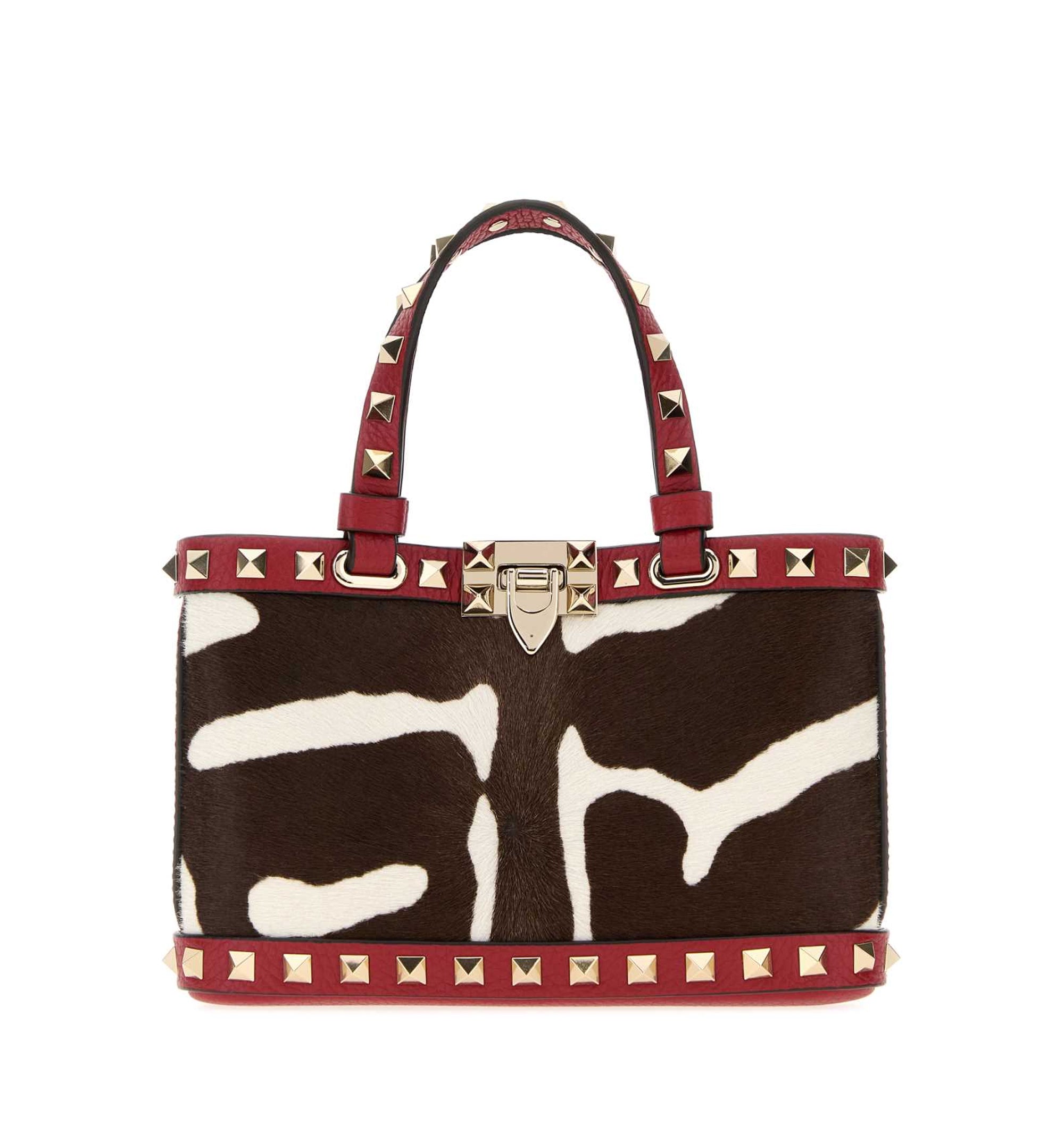 Printed Calf Hair Rockstud Handbag