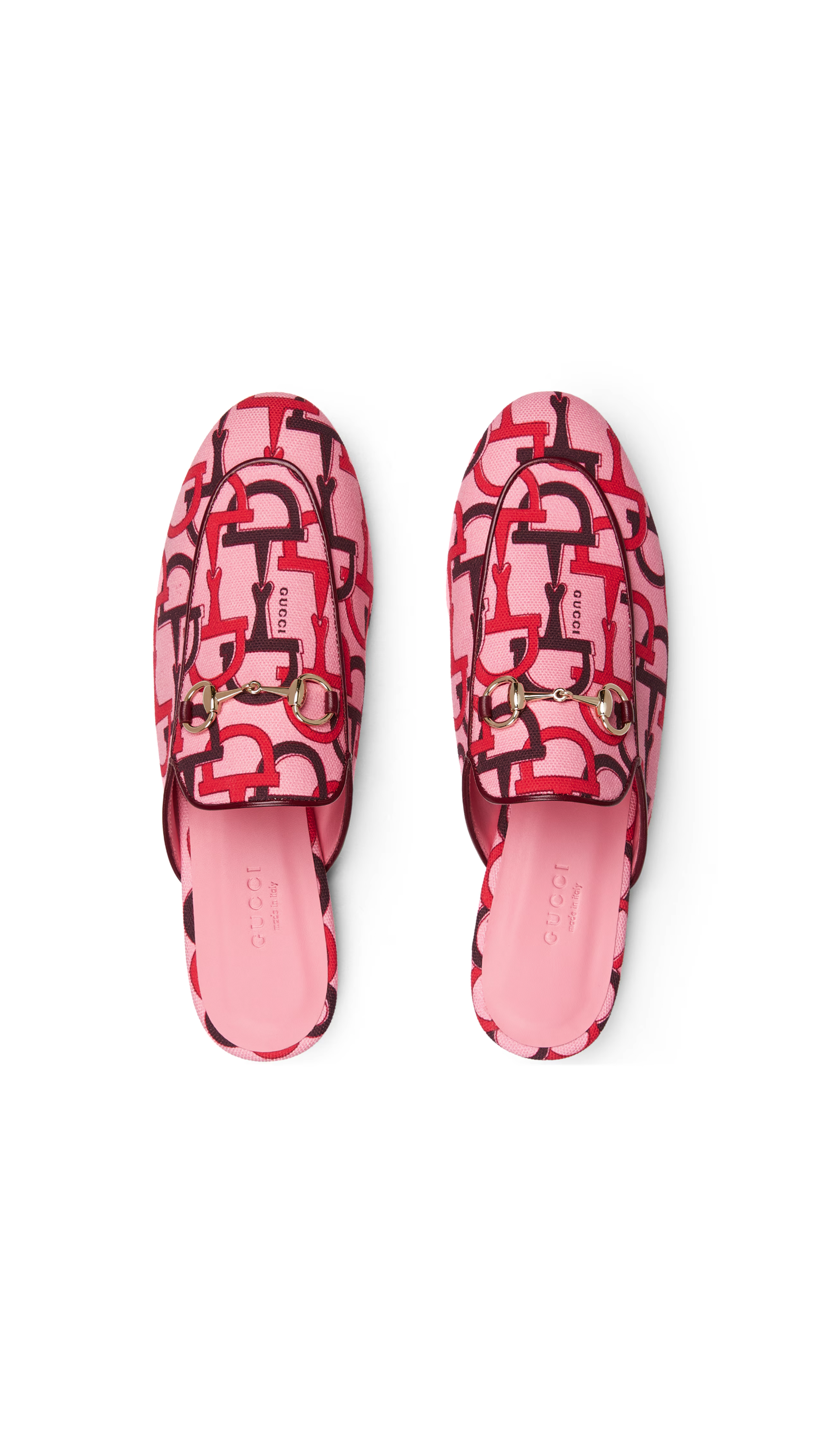 Horsebit Pattern Princetown Slipper - Pink/Red