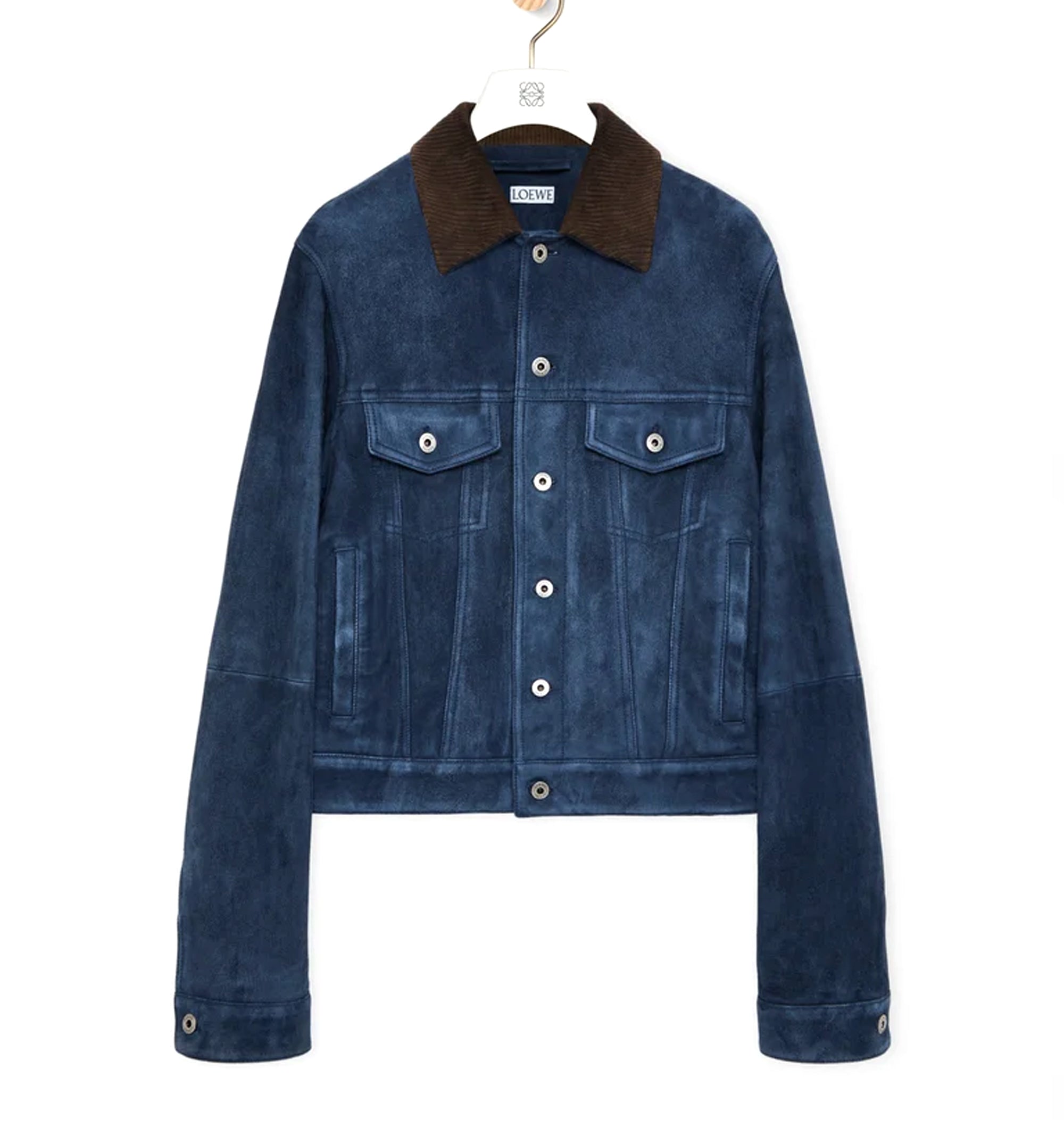 Trucker jacket in suede goat skin
