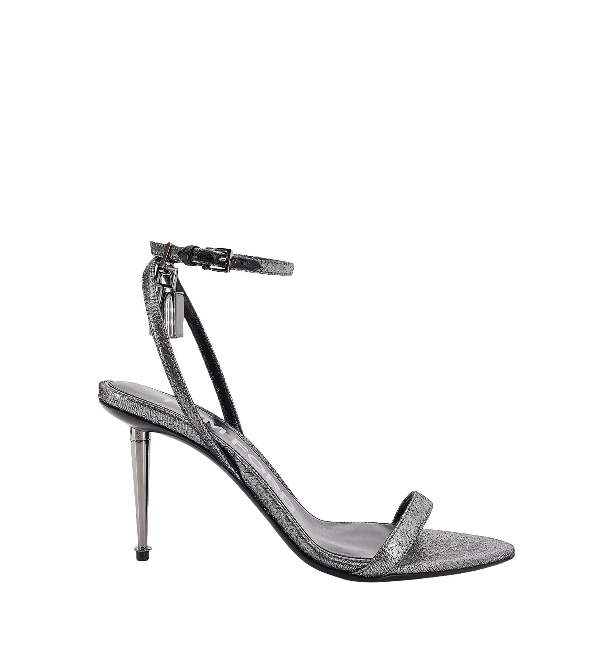 Laminated Heeled Sandals With Laminated Effect