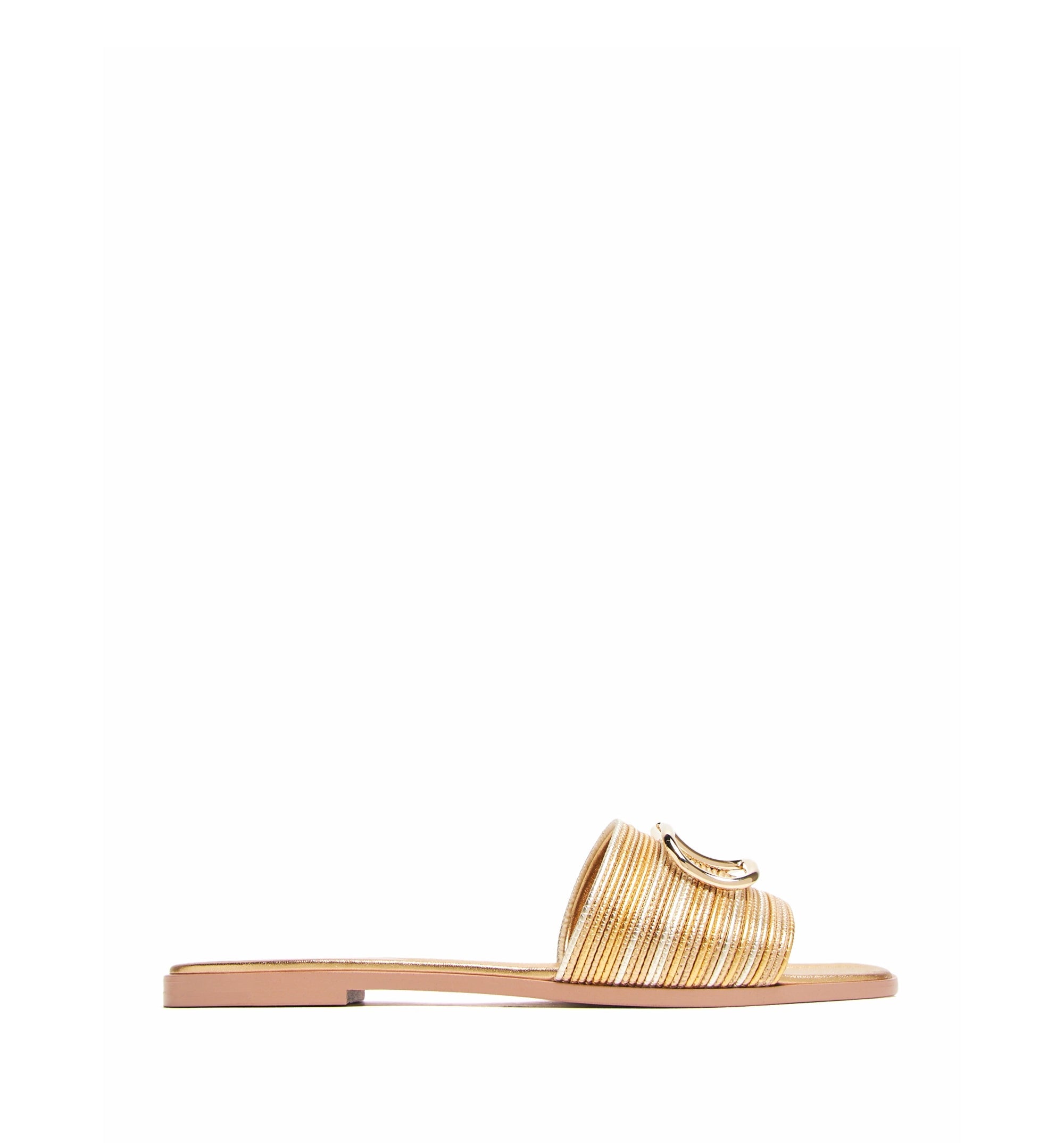 VLogo Signature Leather Flat Sandals