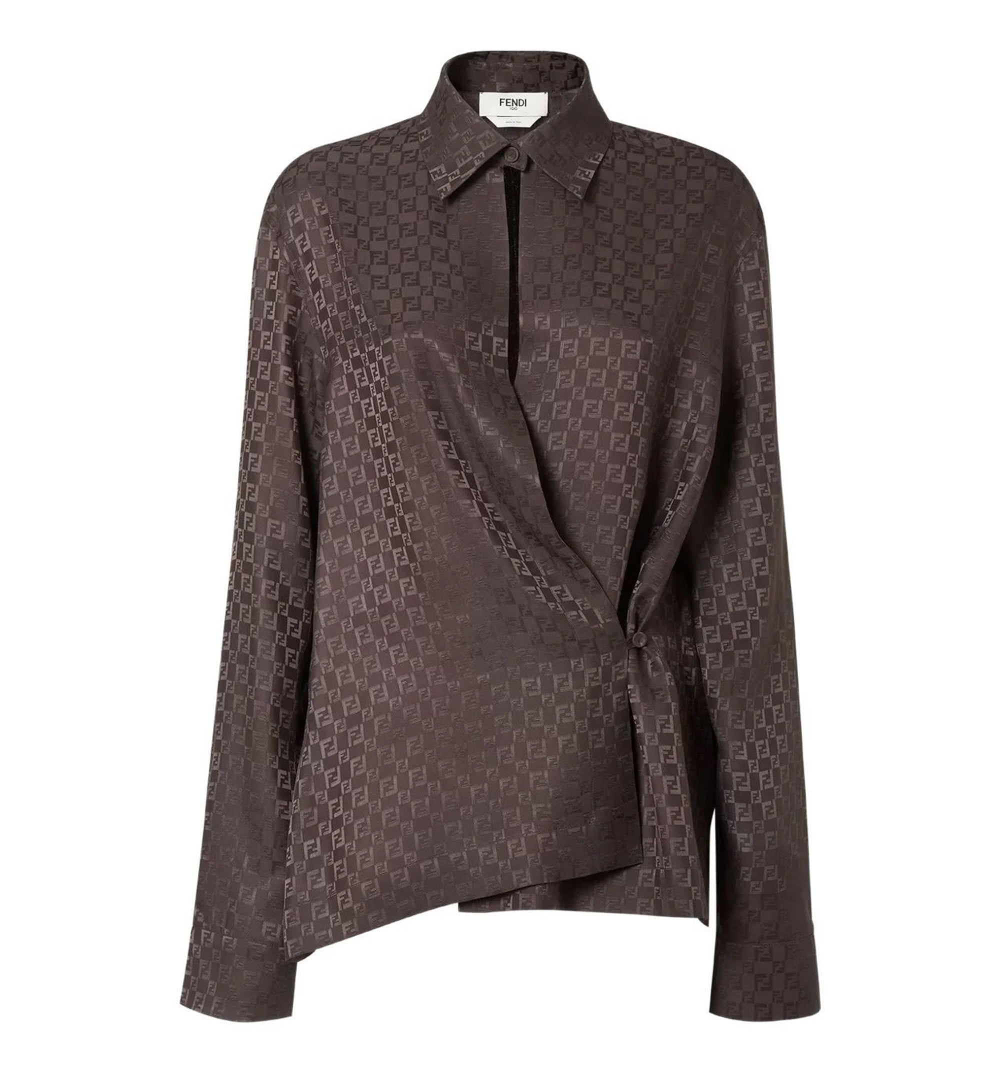 Fendi FF Jacquard Asymmetric Long-Sleeved Shirt
