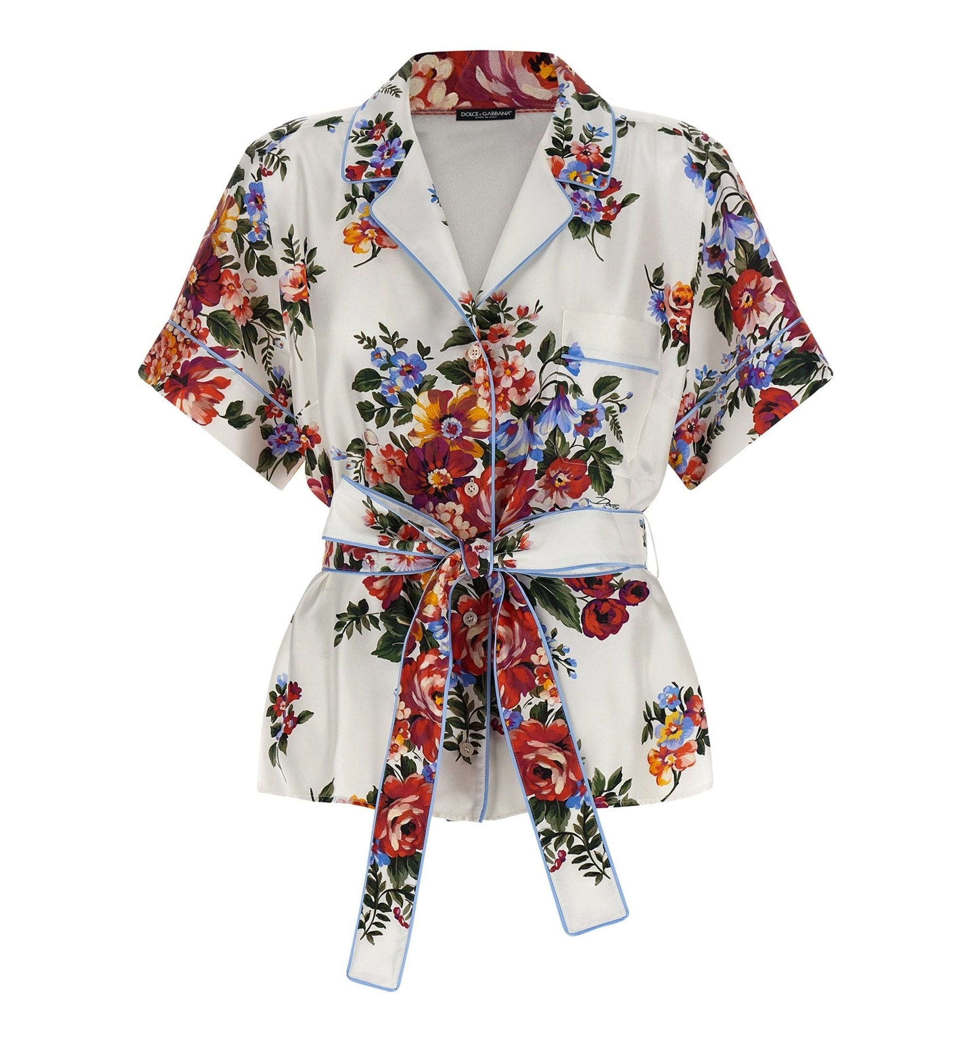 Flower Bouquet-Print Twill Vanity Shirt