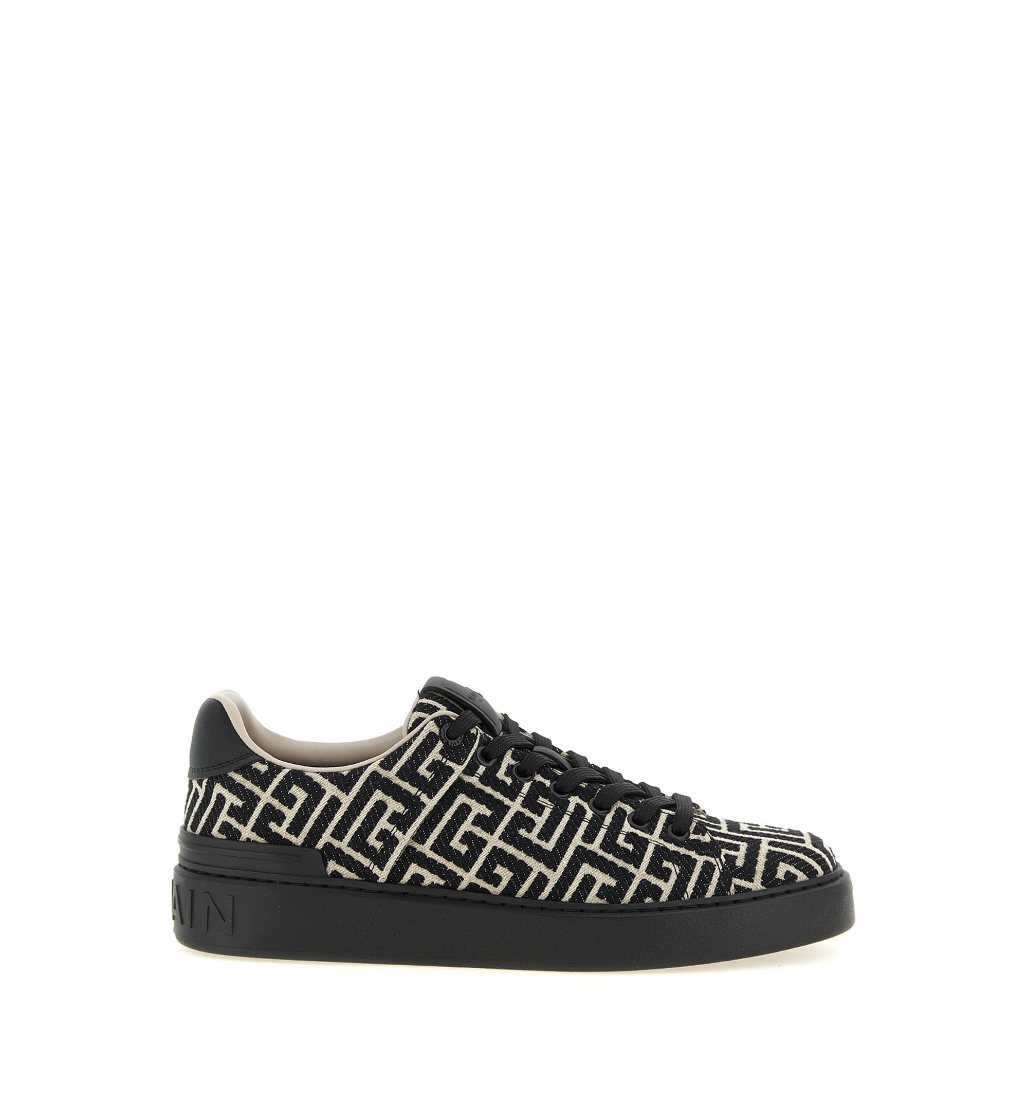 B-Court Trainers In Leather And Monogram Jacquard