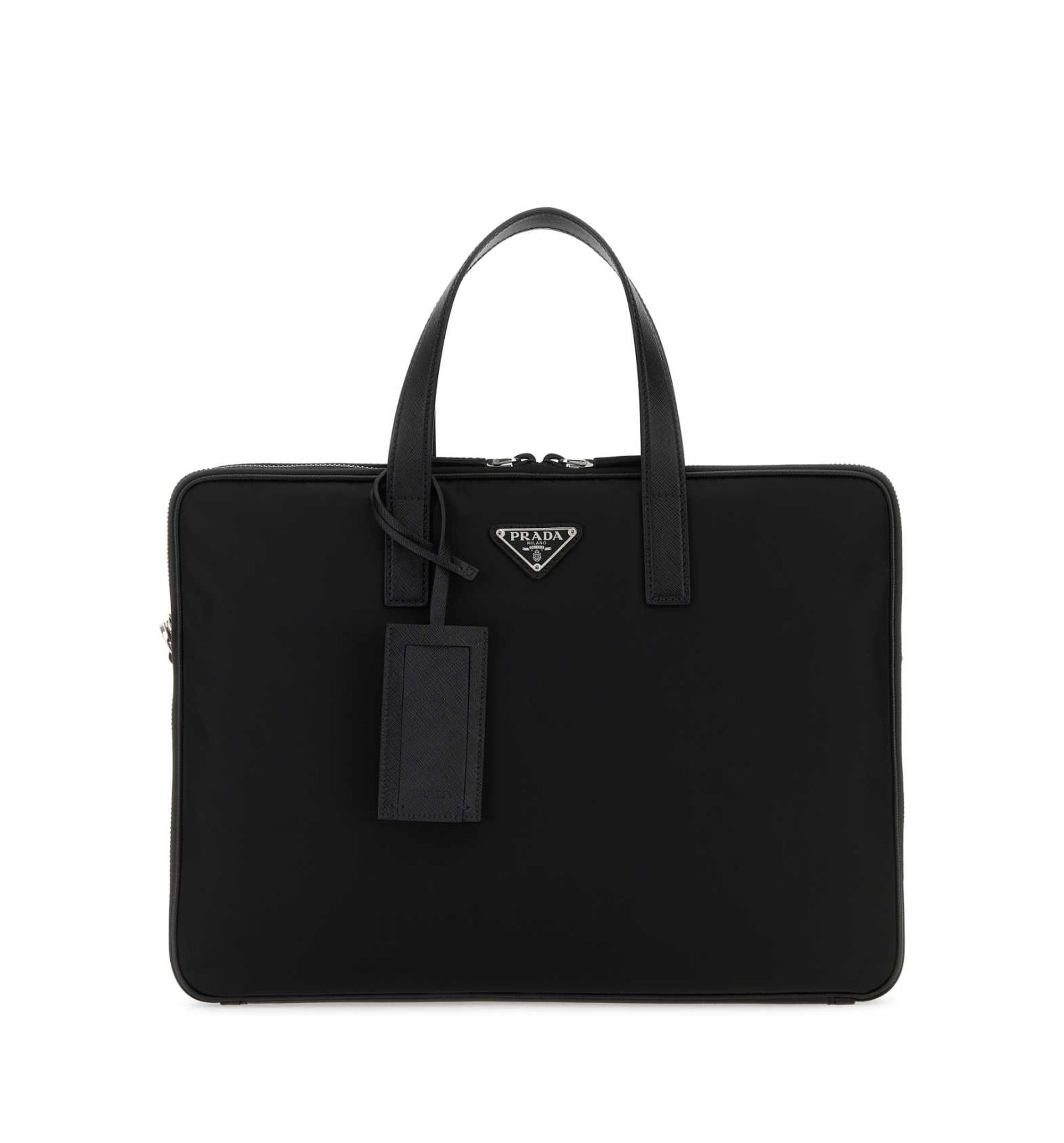 Re-Nylon And Saffiano Leather Briefcase