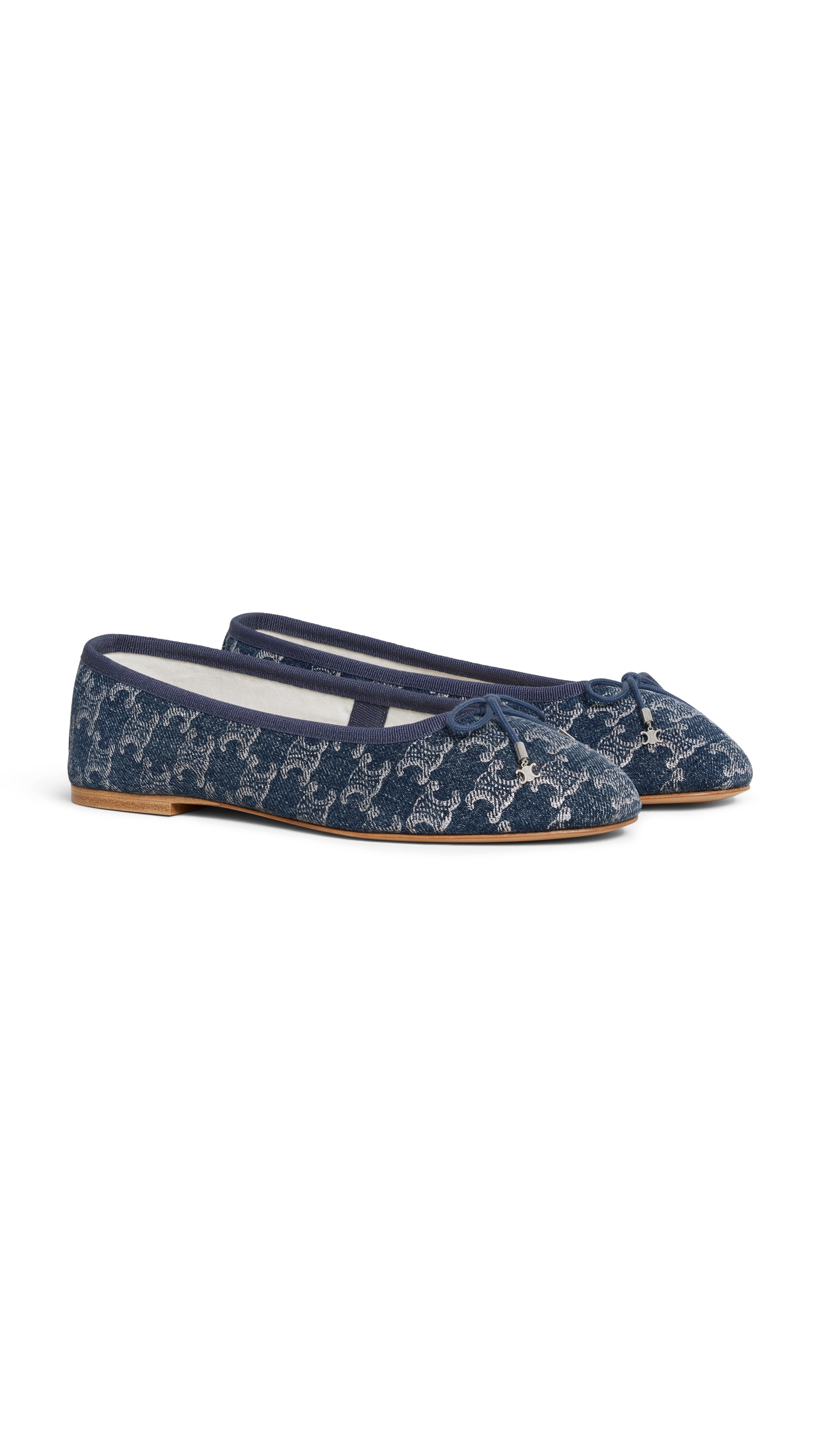 Triomphe Lace Ballerinas in Denim with Printed Triomphe - Indigo