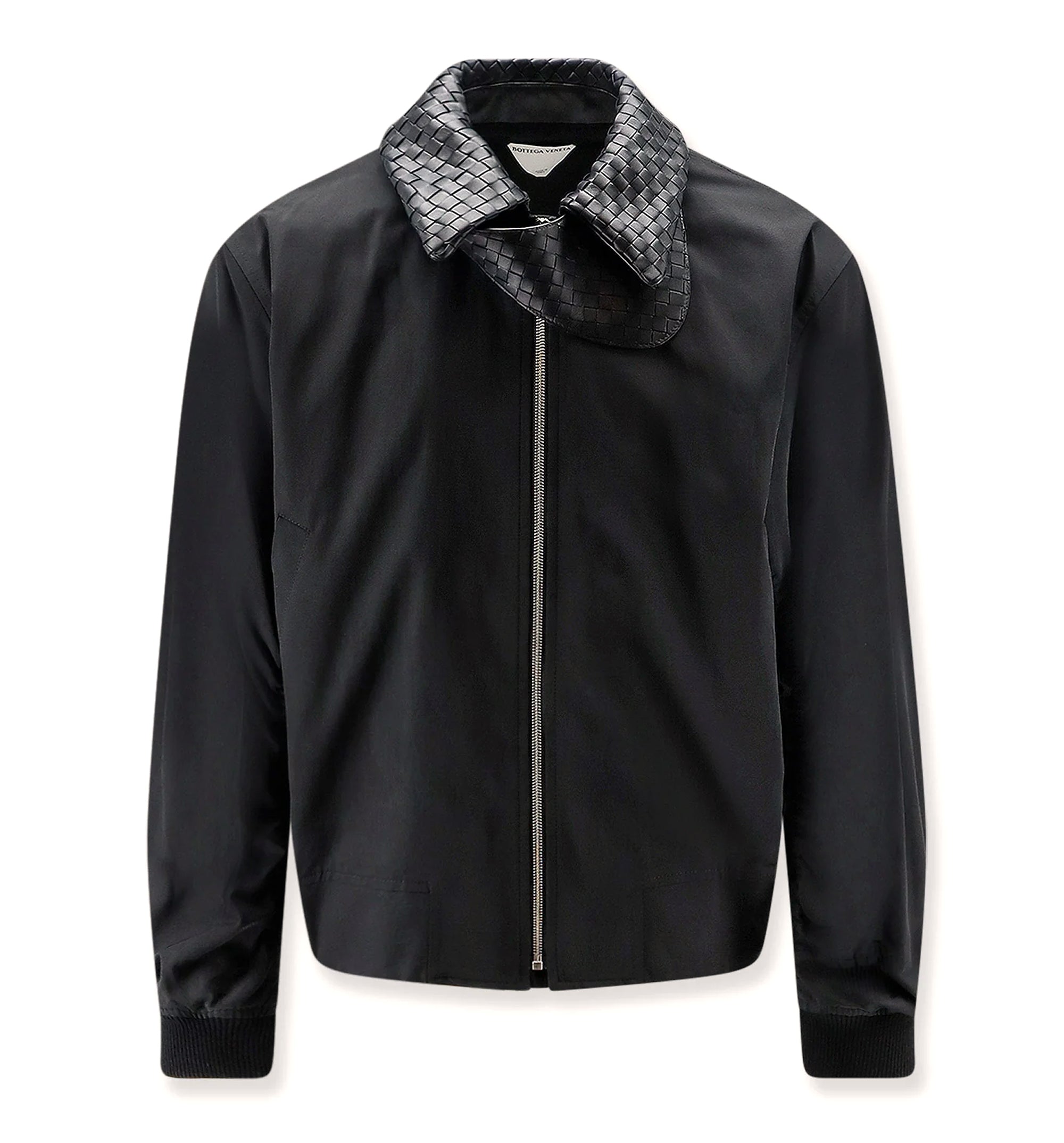Nylon and cotton jacket with Intrecciato details
