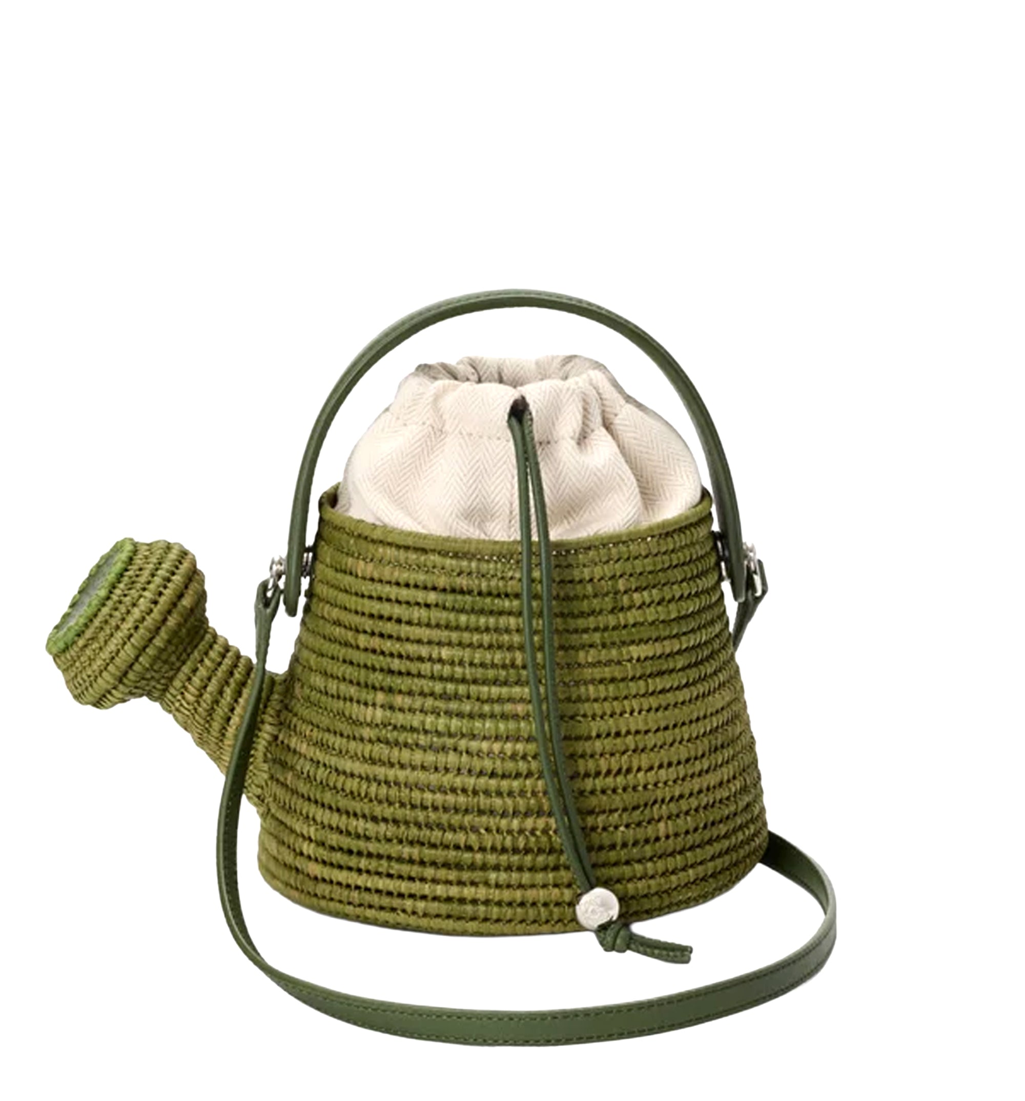 Watering Can bag in raffia and calfskin