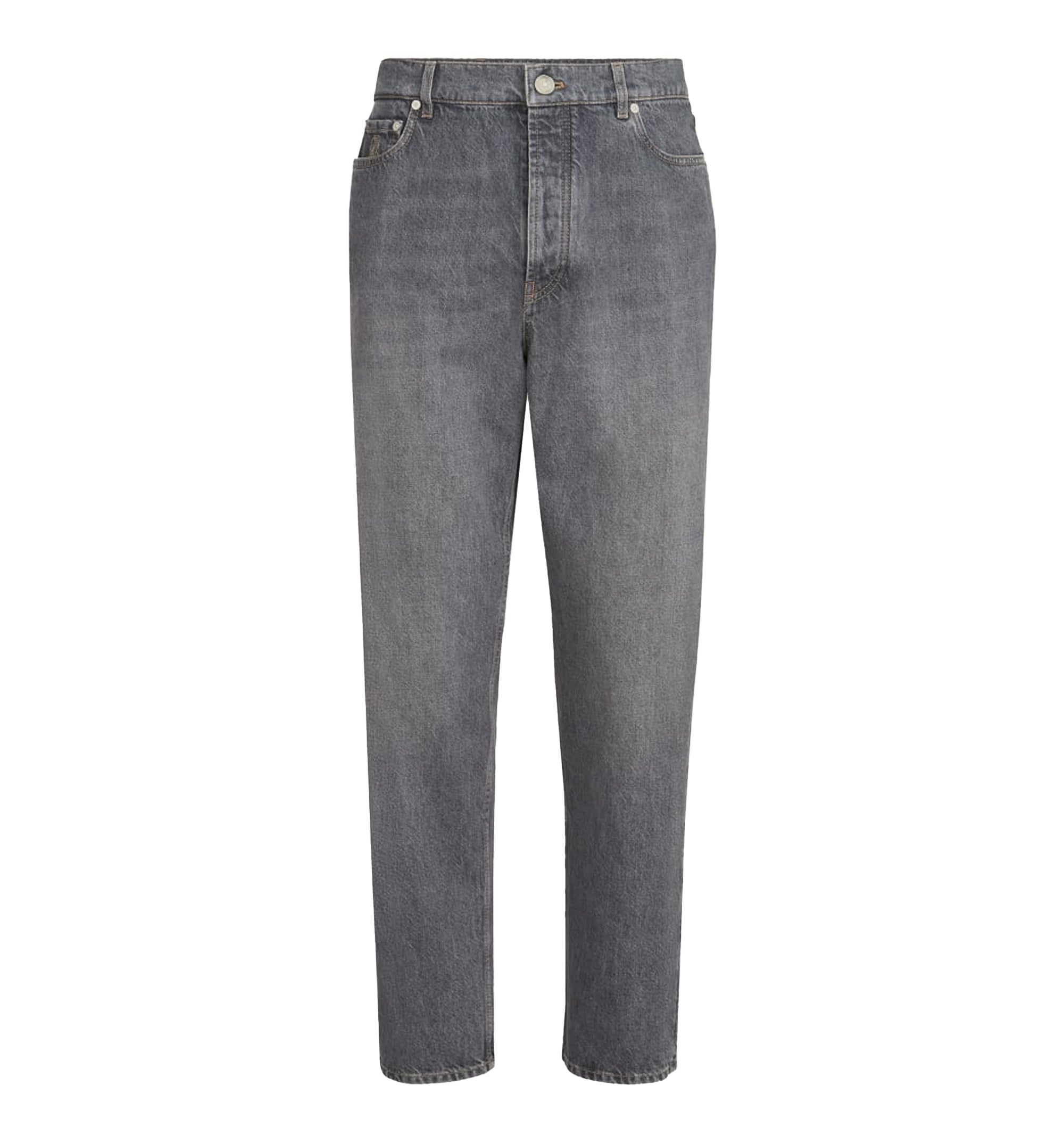 Greyscale denim iconic fit five-pocket trousers