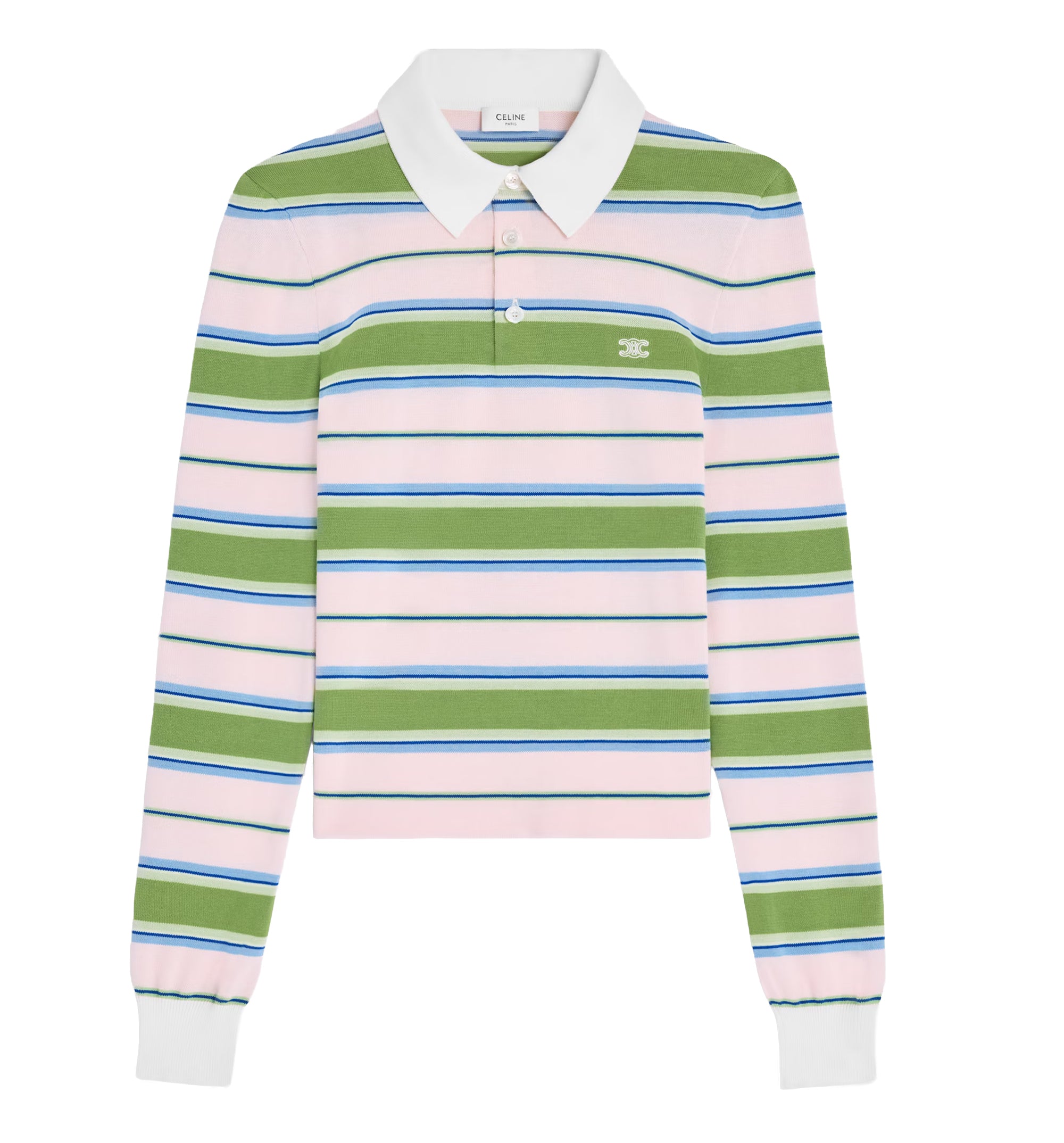 Polo Sweater in Striped Cotton