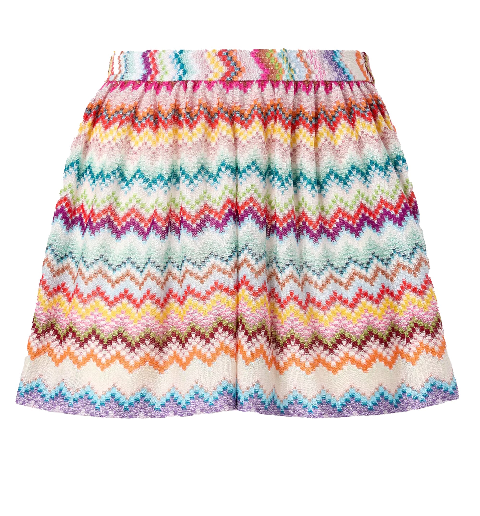 Viscose Lamé Shorts With Pixelated Zigzag Motif