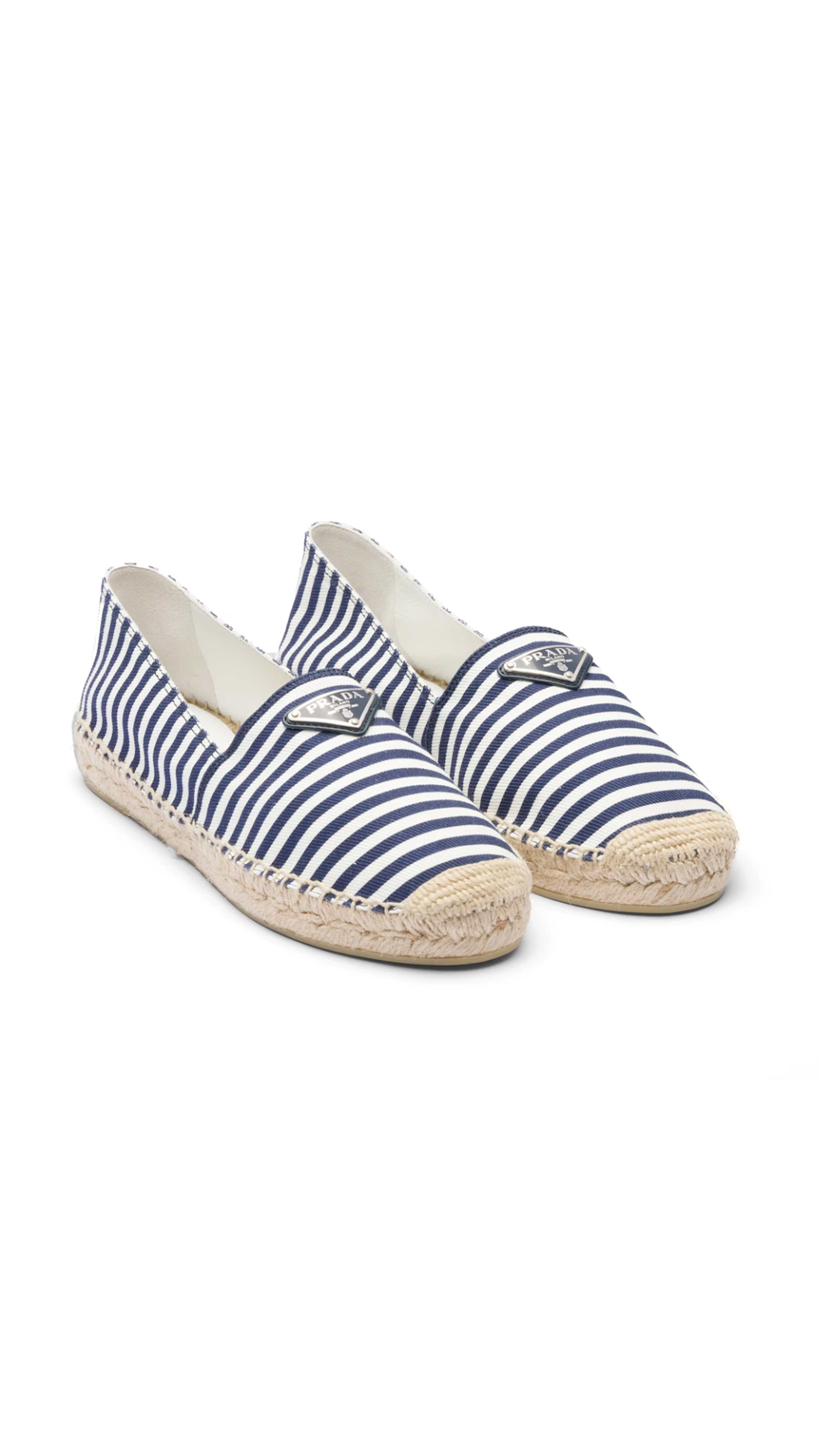 Cotton Drill Espadrilles - White/Navy/Natural