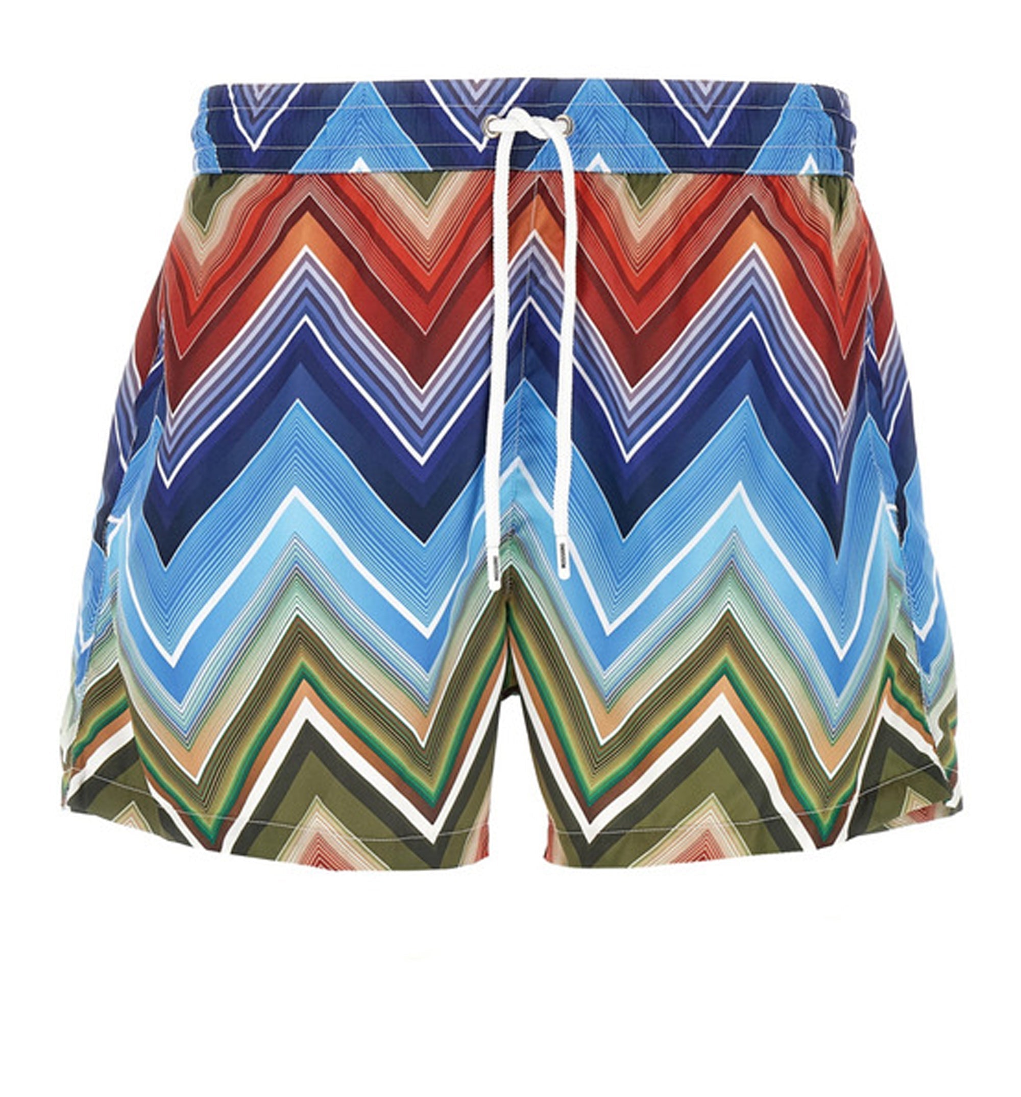 Mid-Length Swim Shorts With Macro Zigzag Print