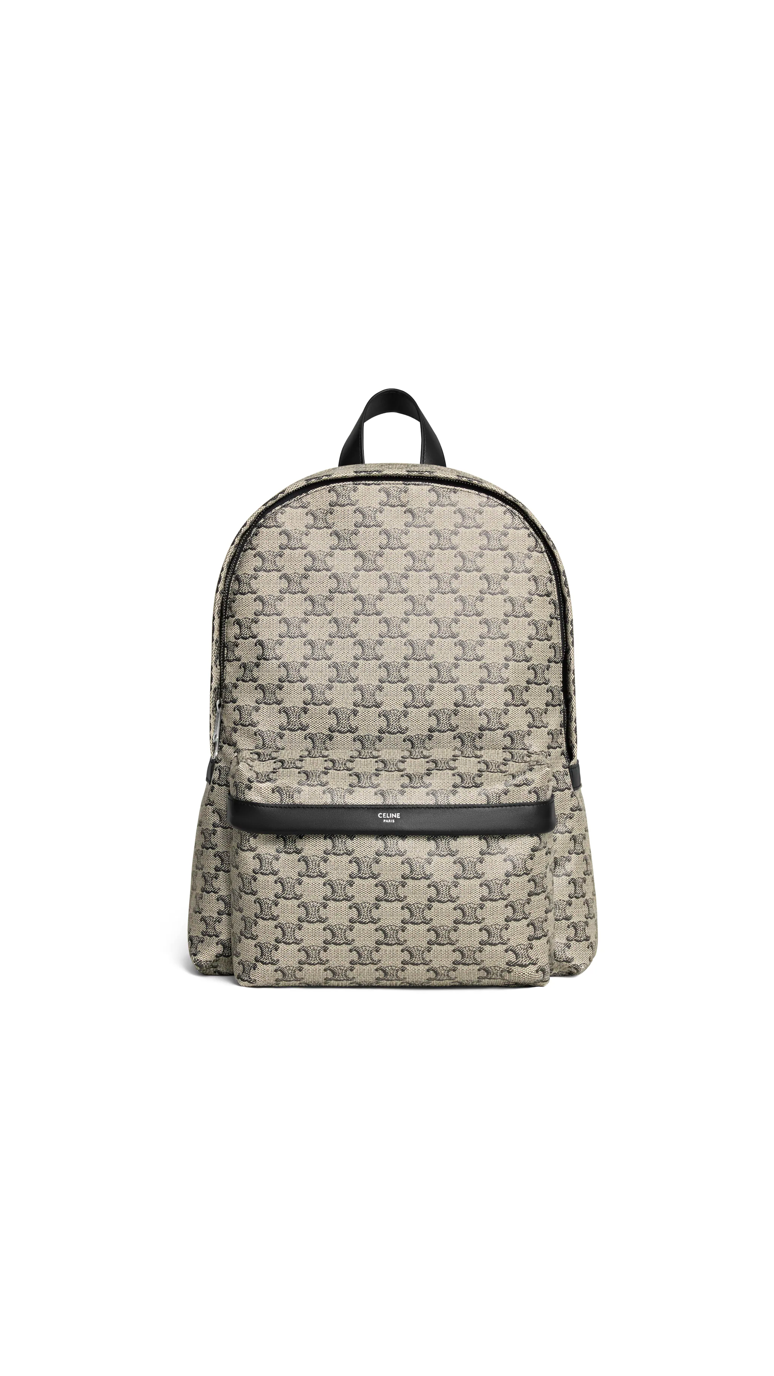 Medium Backpack in Triomphe Canvas And Calfskin - Beige