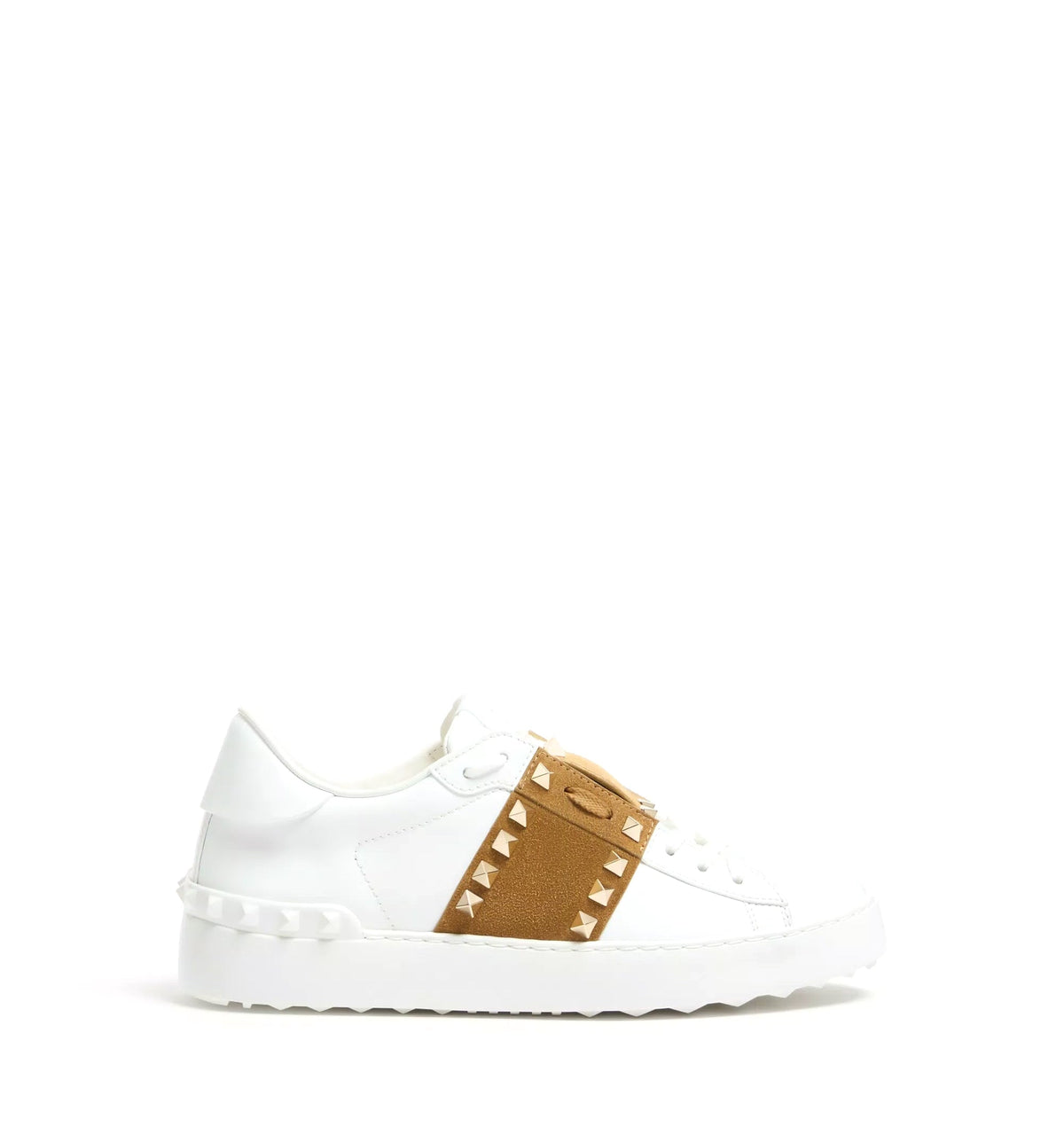Rockstud Untitled Sneaker in Calfskin with Suede Band