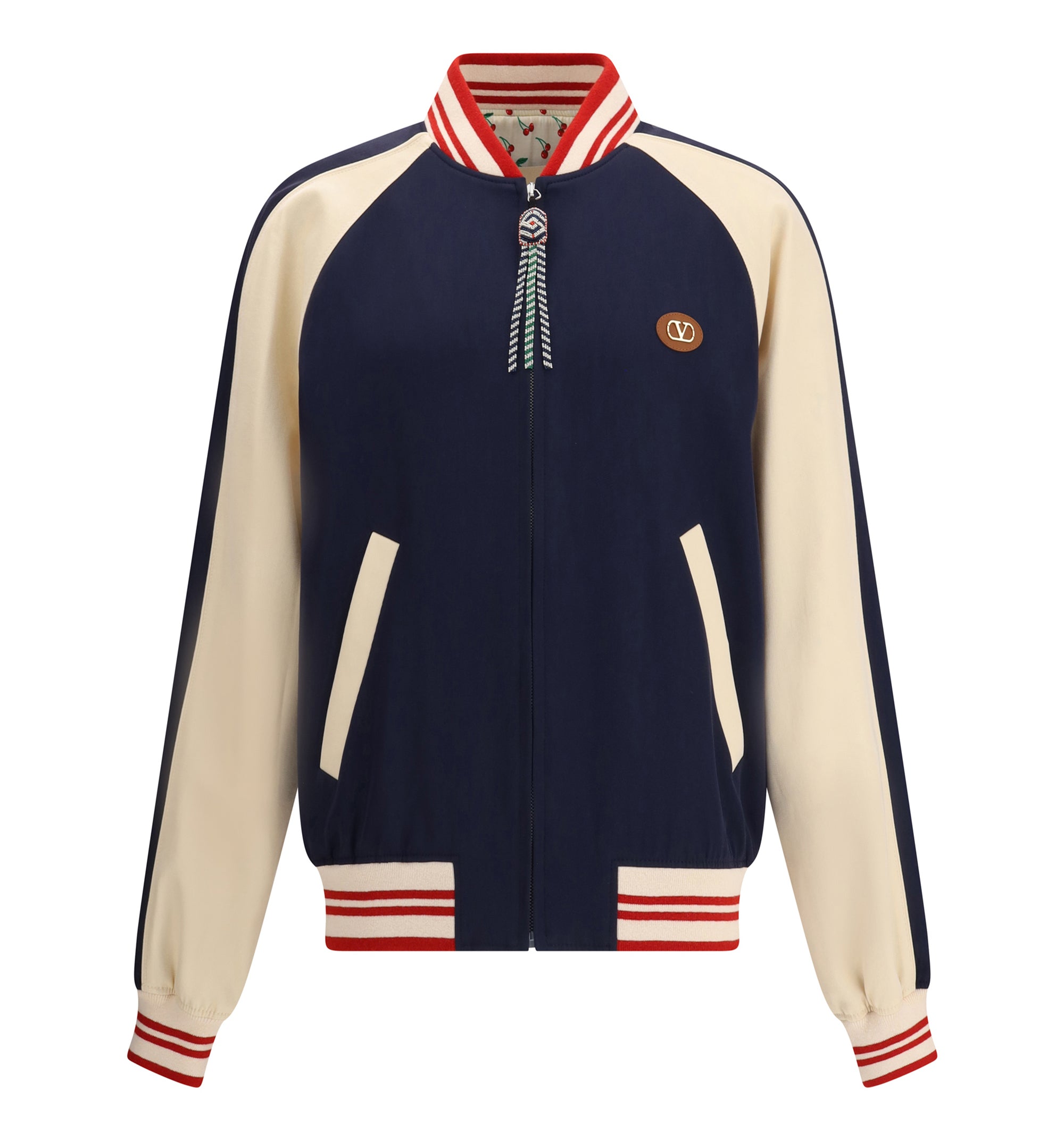 Wool And Cotton Bomber Jacket With VLogo And Le Chat De La Maison Patch