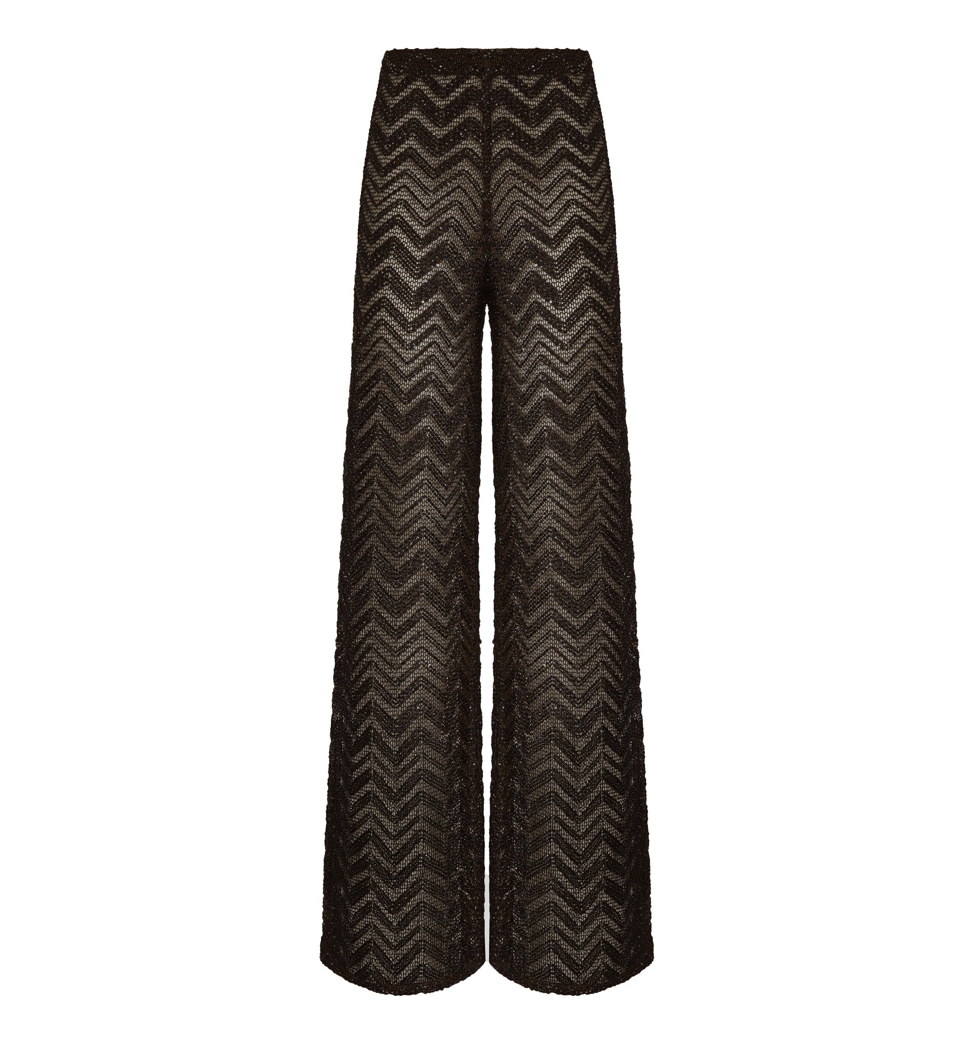 Wide Fishnet Trousers With Zigzag Pattern And Sequins