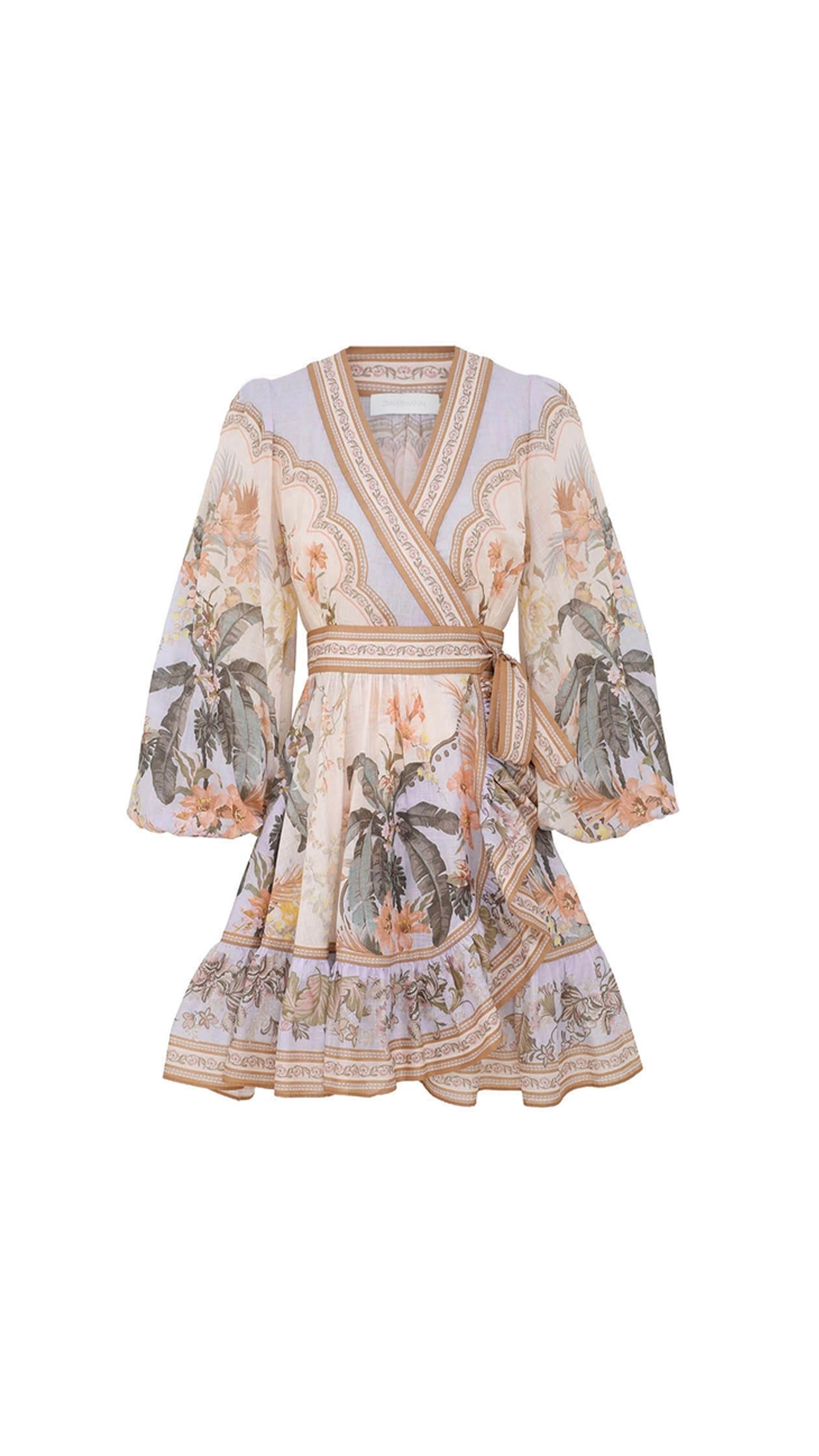 Wylie Mini Wrap Frill Dress- Blue Floral