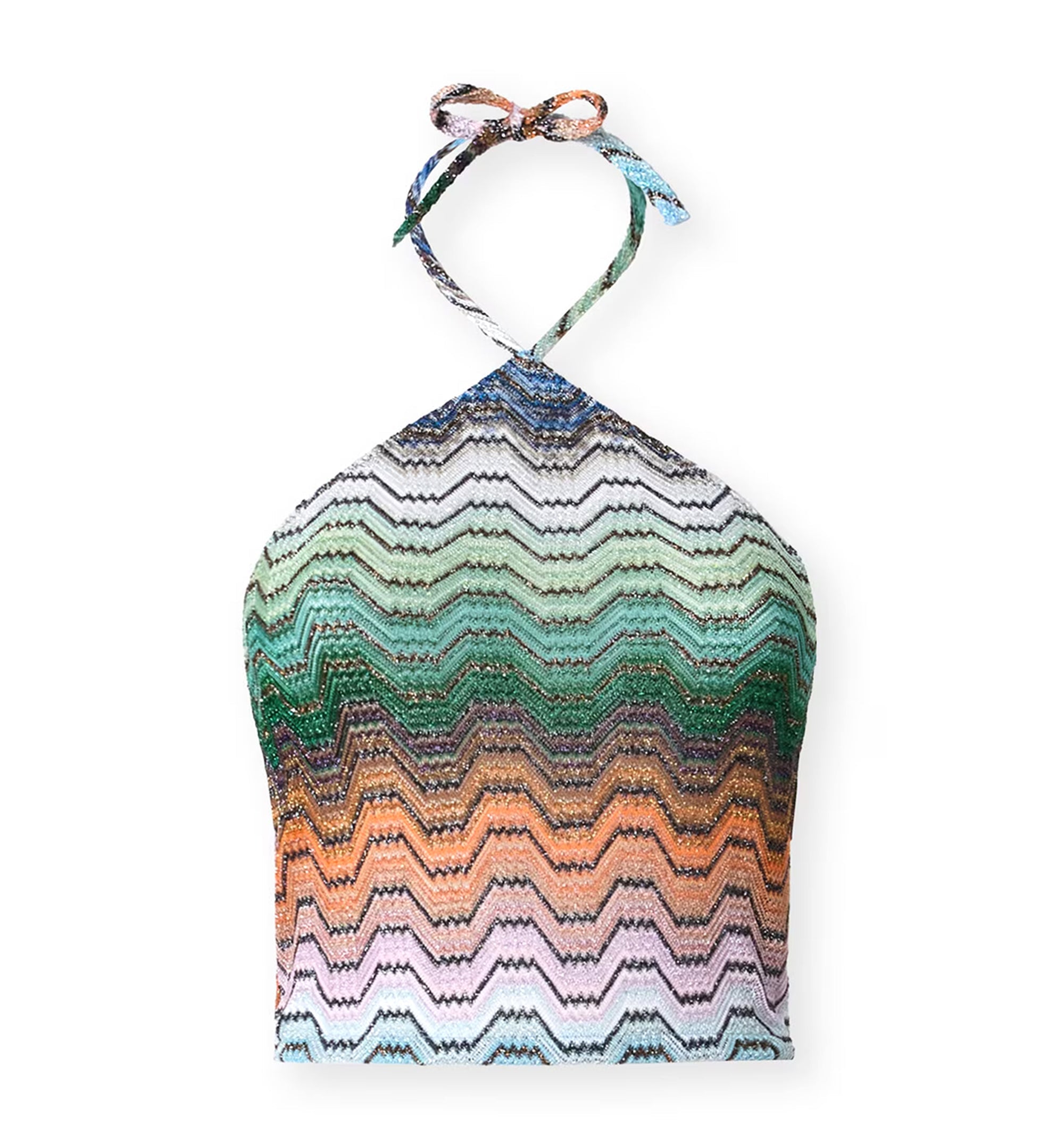 Top in viscose lamé with halterneck