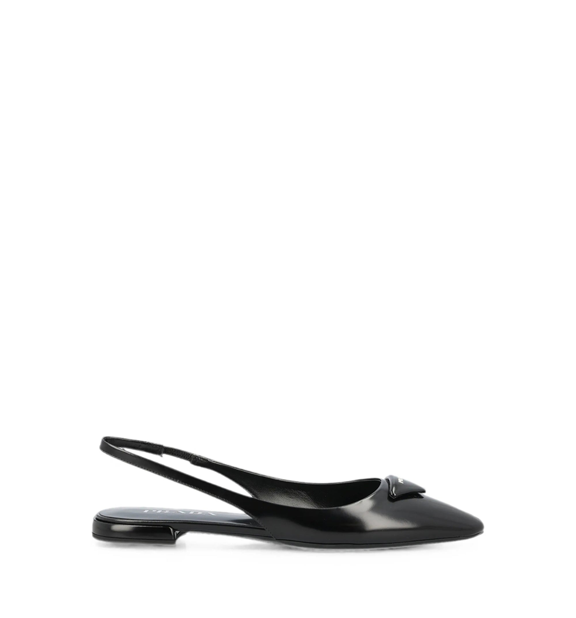 Brushed leather ballerina slingbacks