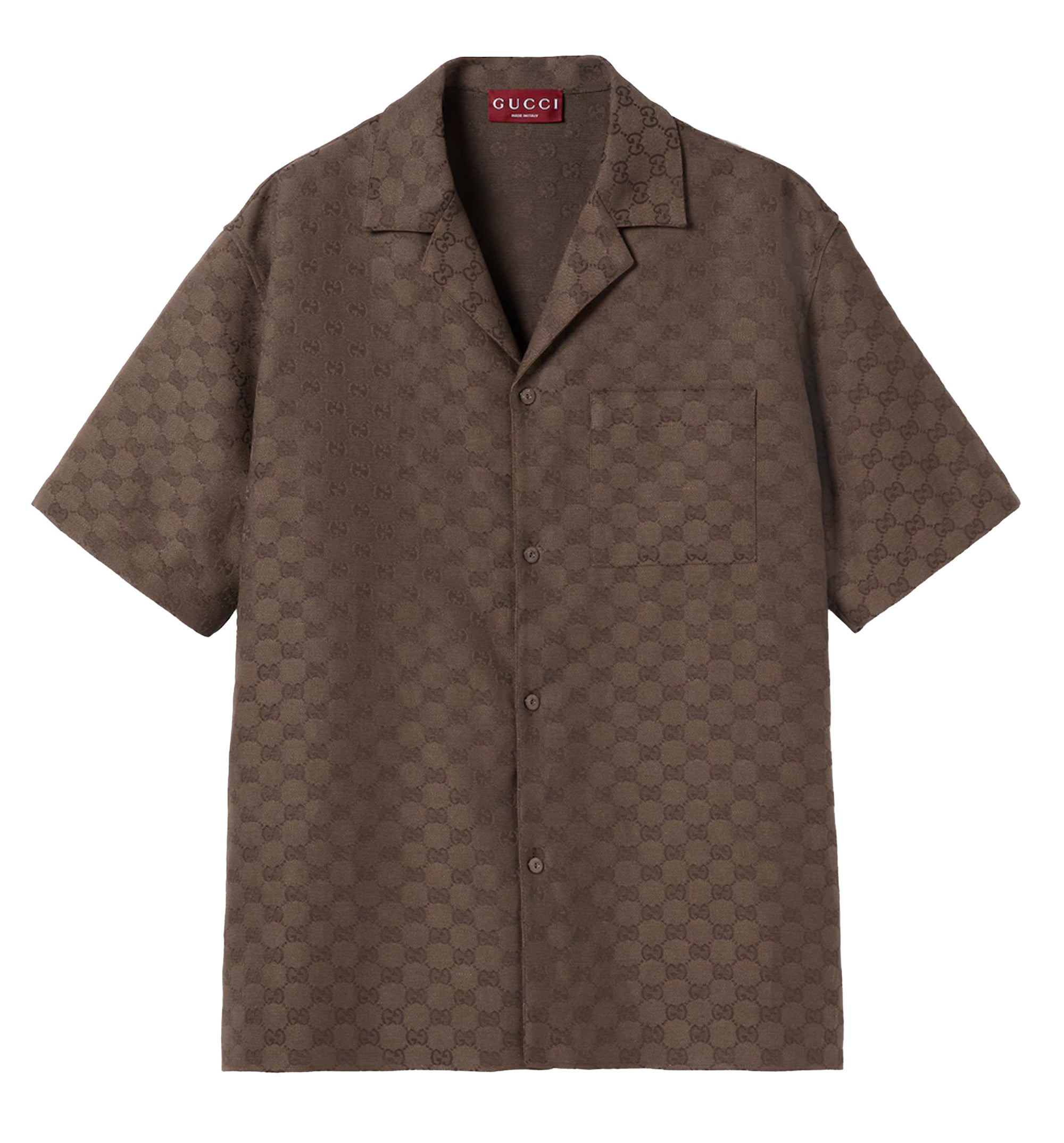 GG Canvas Linen Blend Bowling Shirt