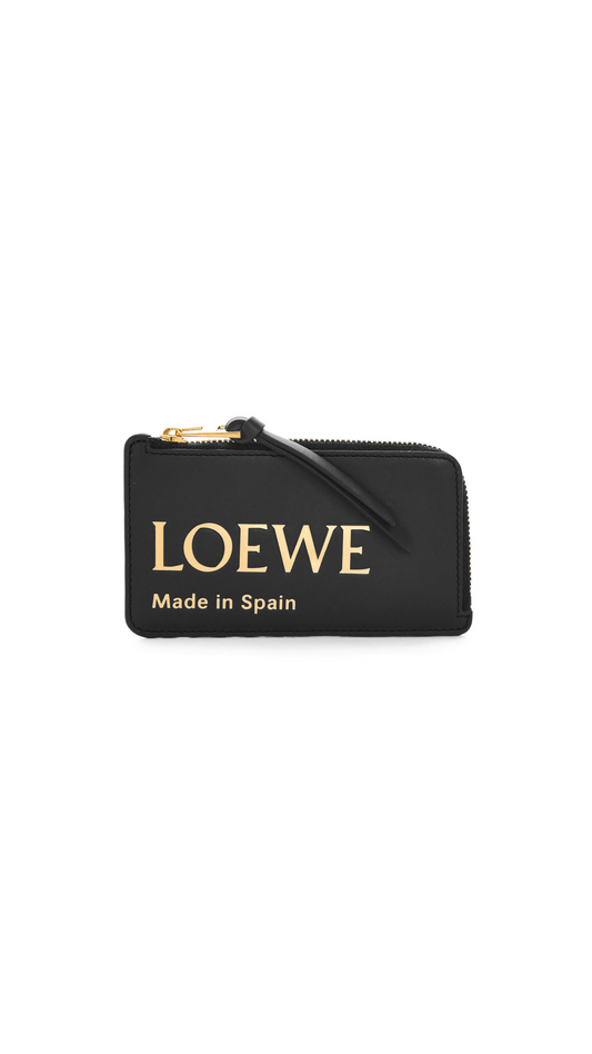 Embossed Loewe Coin Cardholder In Shiny Nappa Calfskin - Black