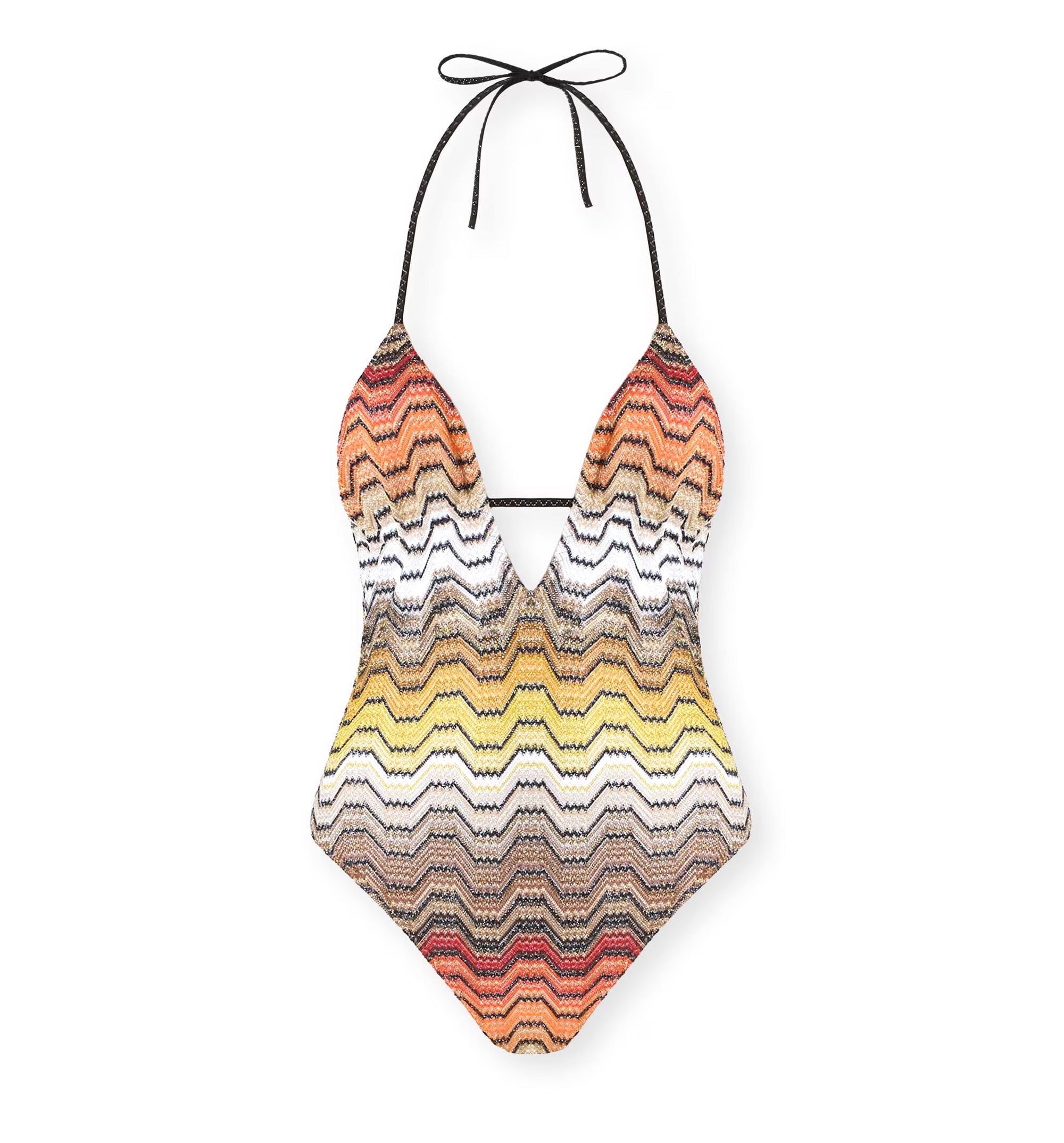 One-piece swimsuit with greek motif