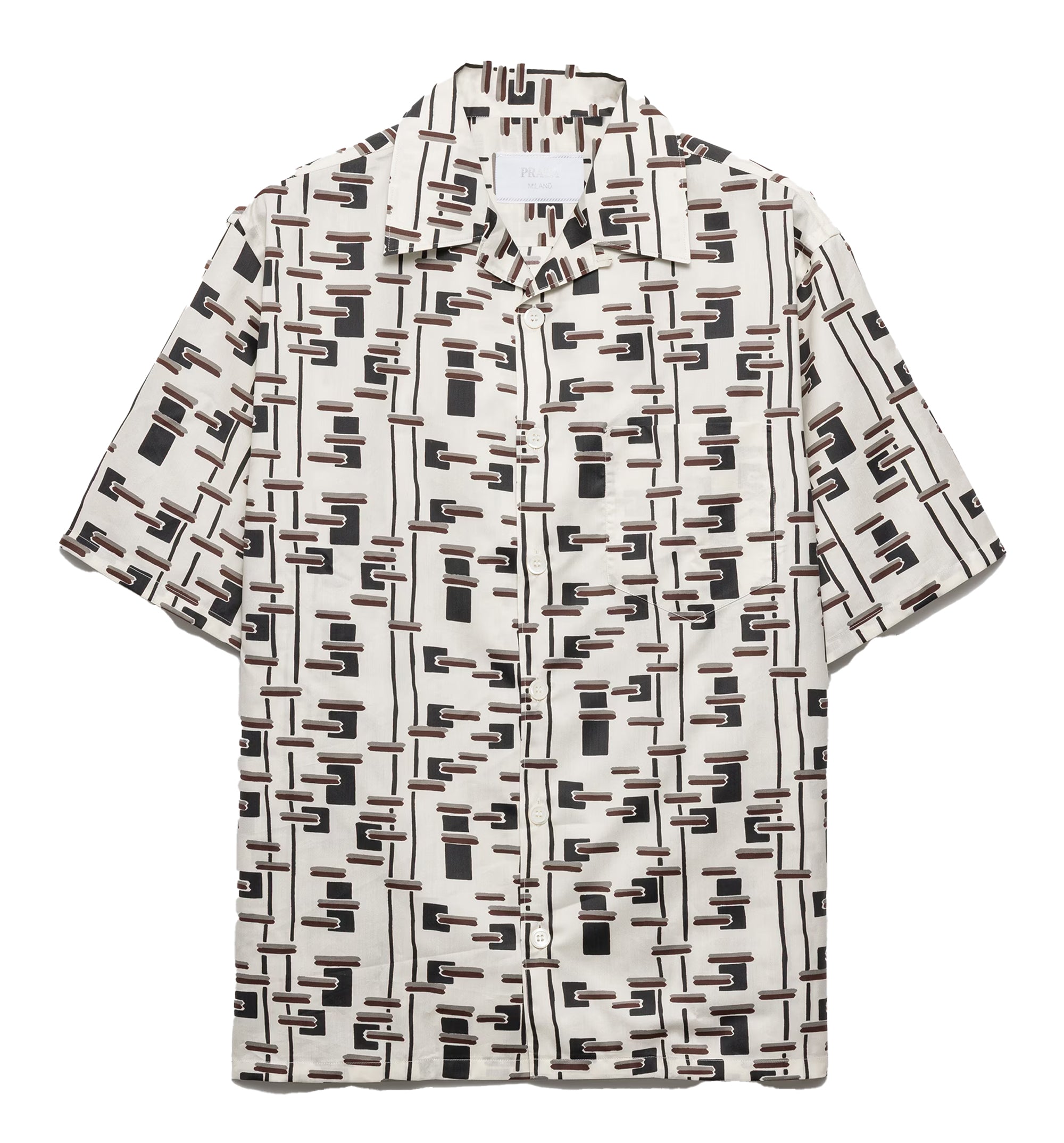 Printed Cotton Blend Bowling Shirt