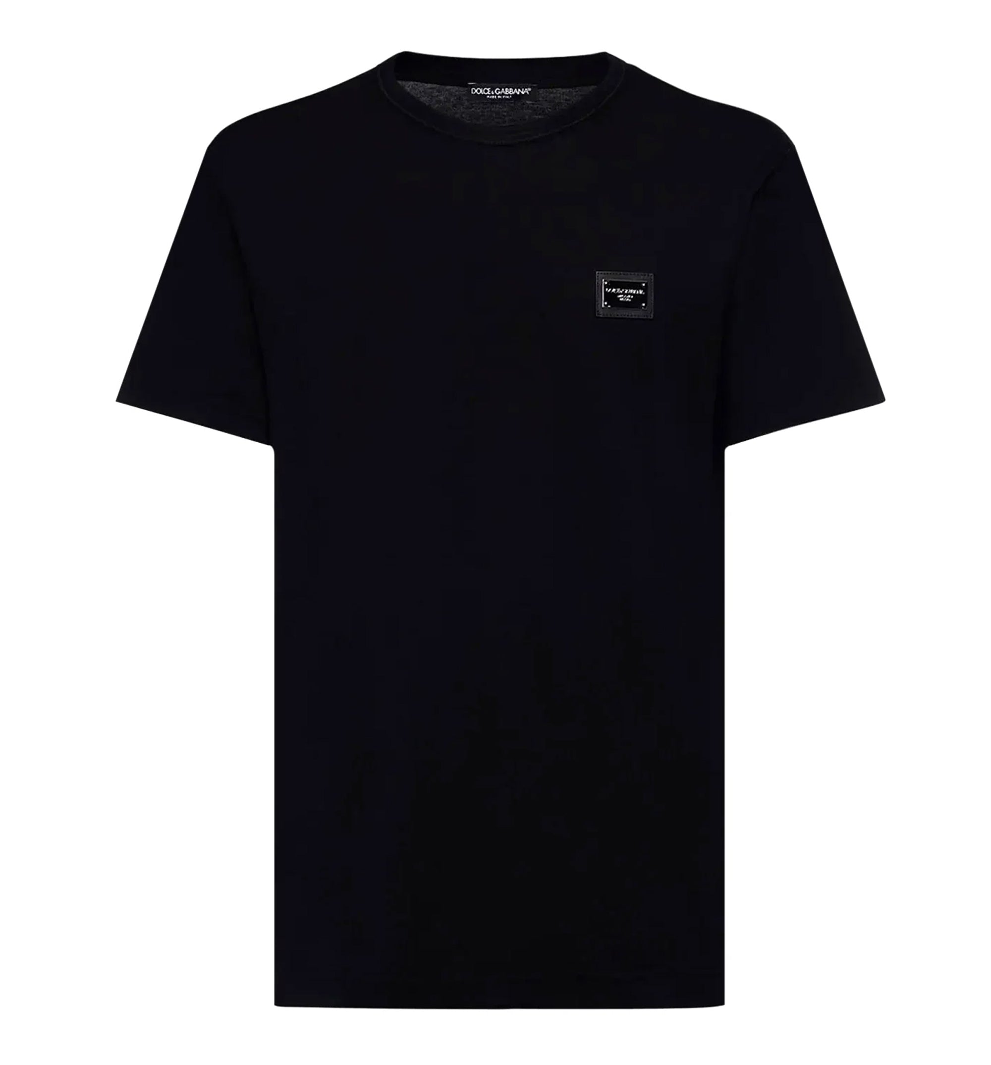 Cotton T-Shirt with Logo Plaque