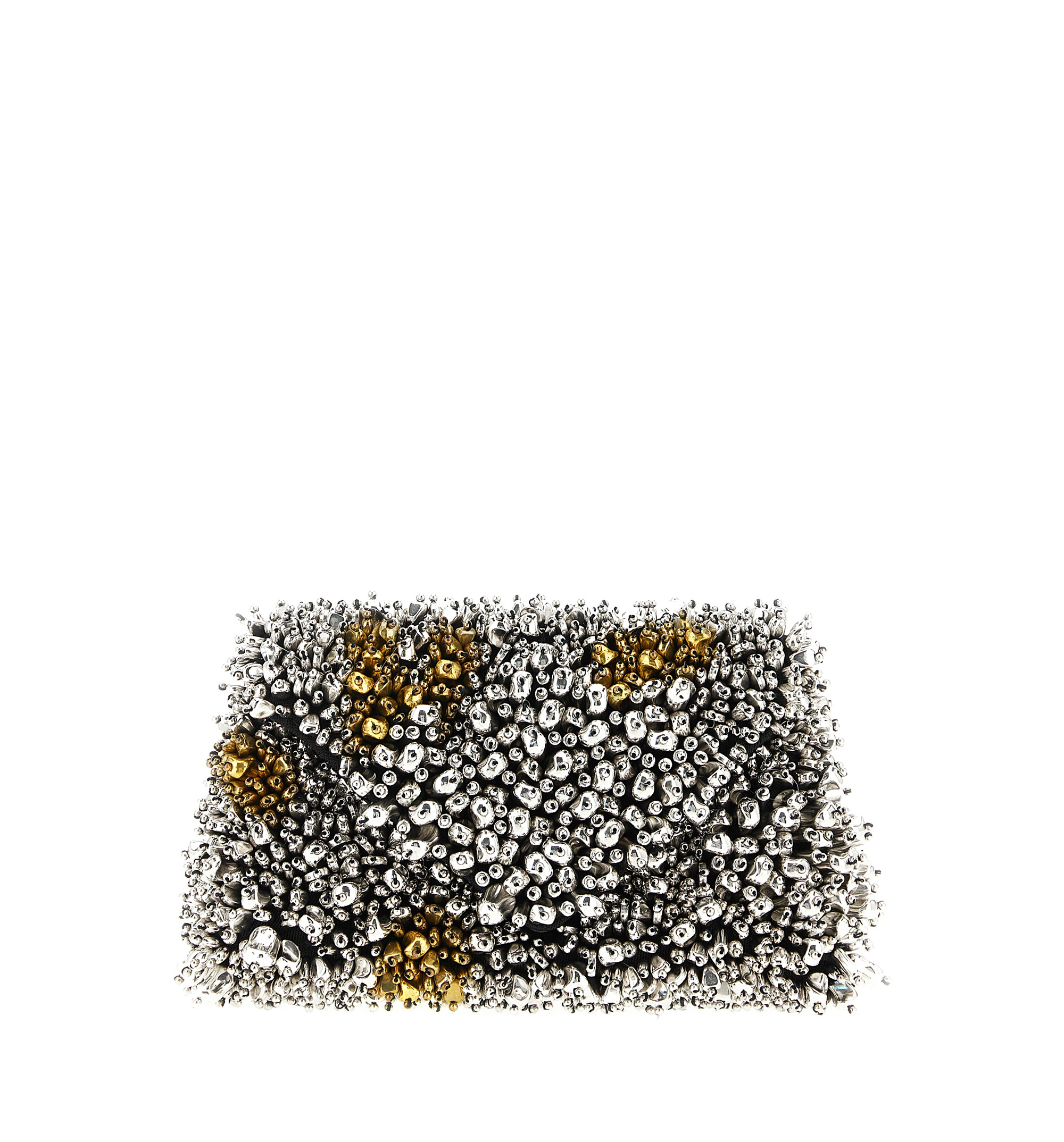 Micro Envelope Flap Metallic Beaded Clutch Bag